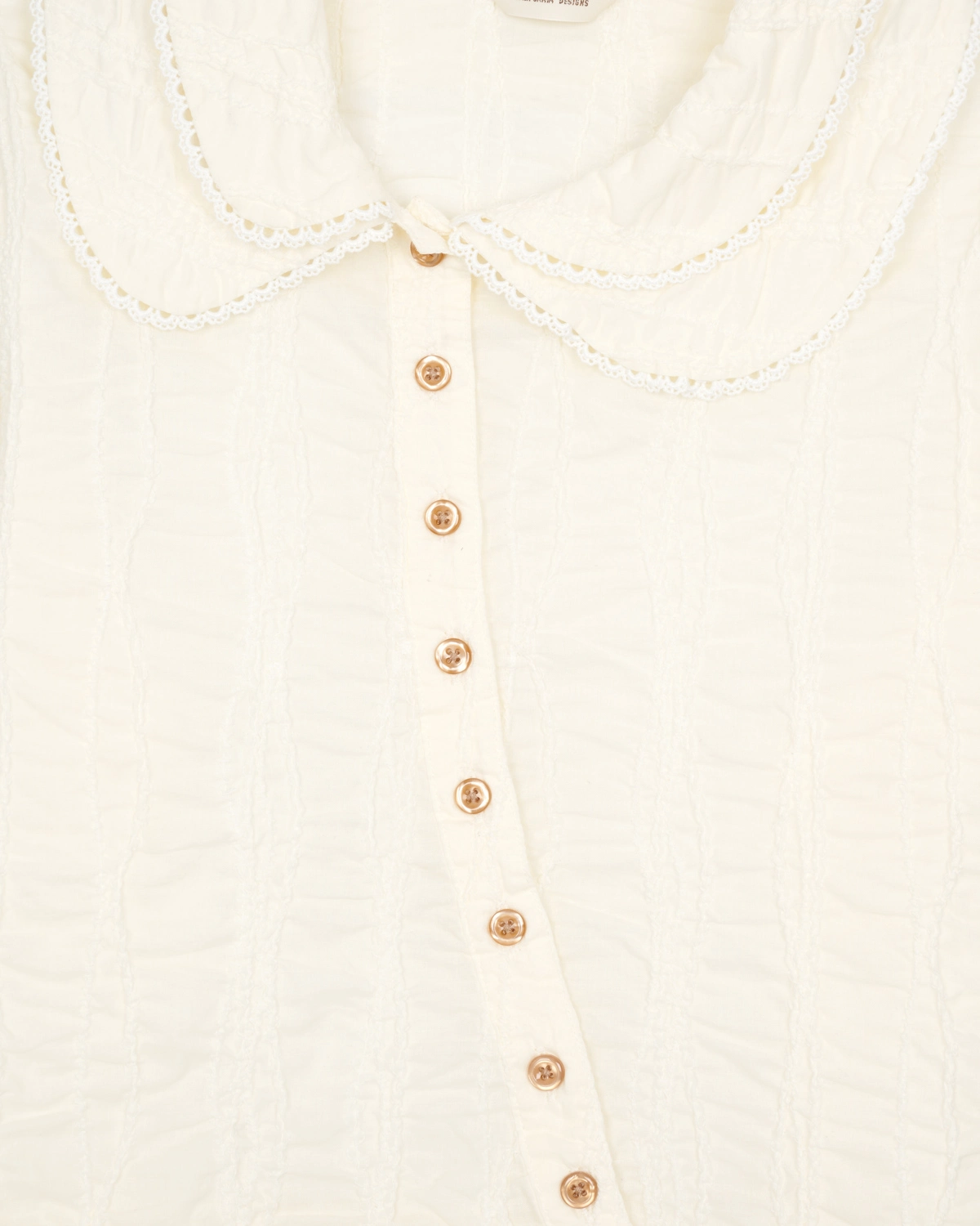 Brain Dead Twisted Seersucker Button Up Shirt Cream front view detail