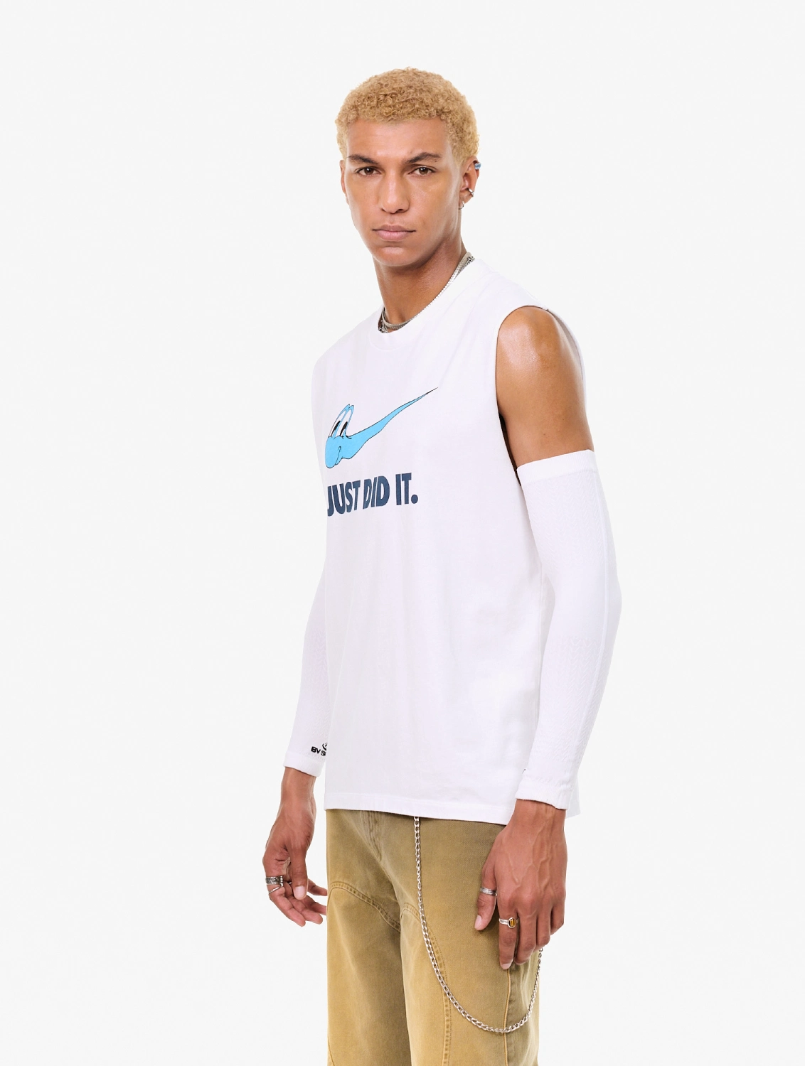 Carne Bollente Just Did It...Again Tank Top White front view on model