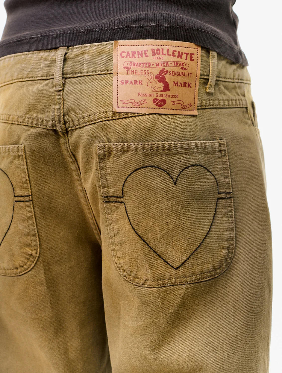 Carne Bollente Love Pants Forever Pants Off-Khaki back view on model