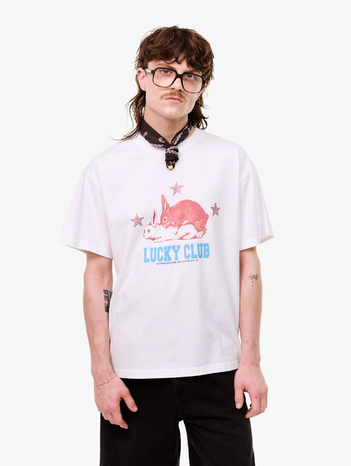 Carne Bollente Lucky Club T-Shirt White front view on model