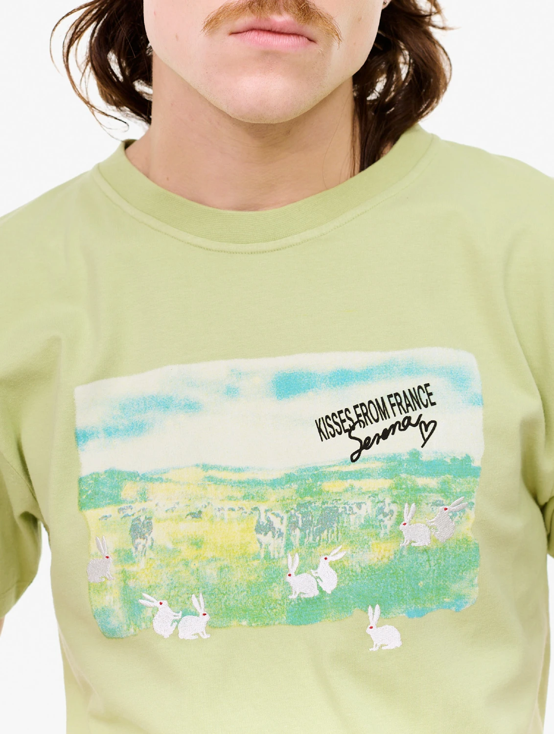 Carne Bollente Pasture Princess T-Shirt Green front view on model