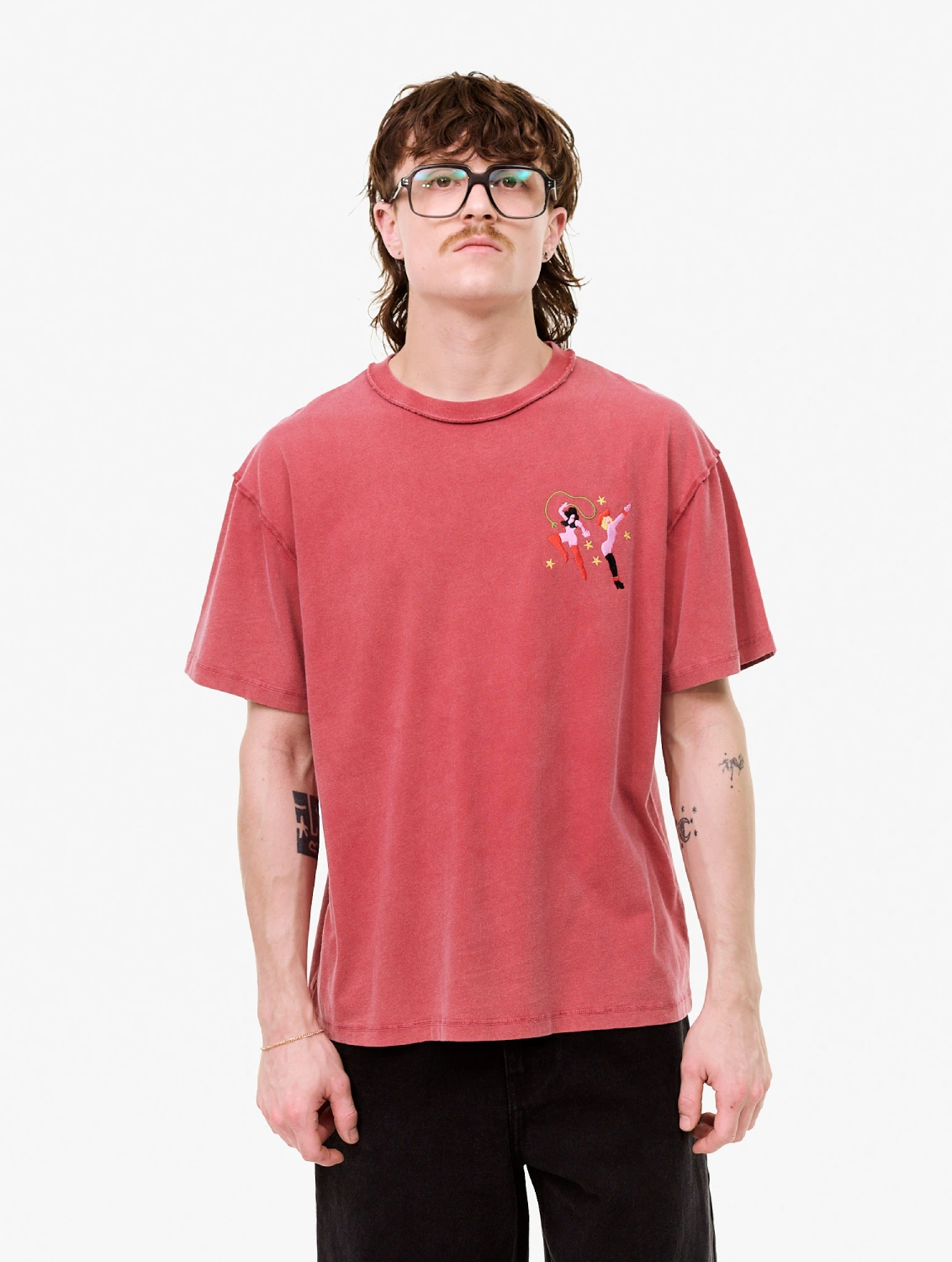 Carne Bollente Red Bottom Romance T-Shirt Off Red front view on model