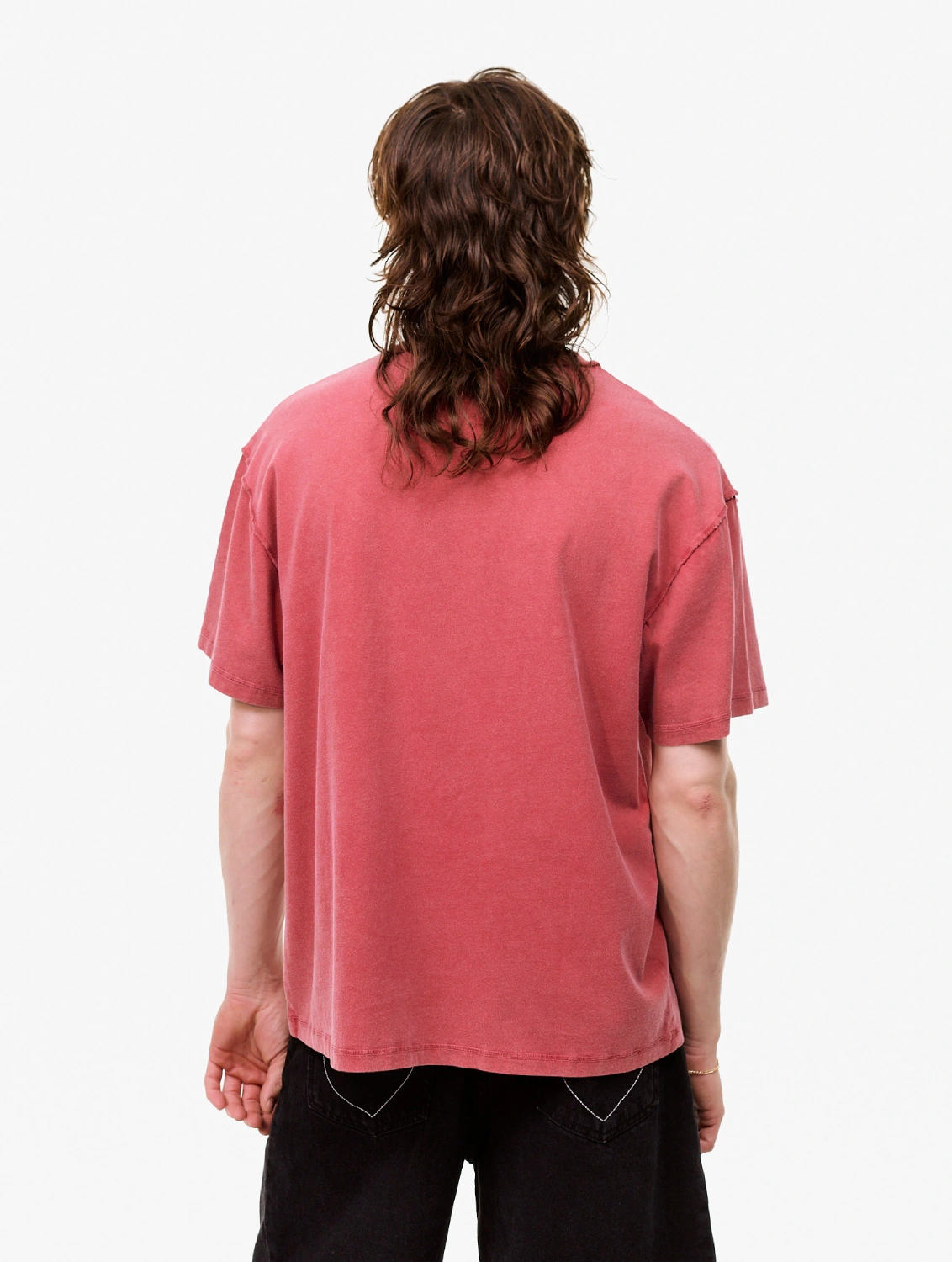 Carne Bollente Red Bottom Romance T-Shirt Off Red back view on model