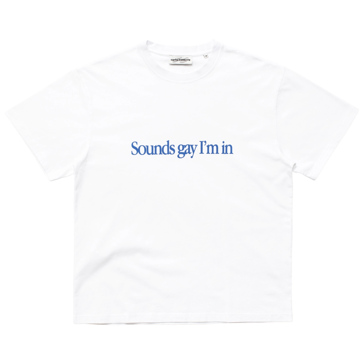 Carne Bollente Simply Sounds Gay T-Shirt White front view in a white background