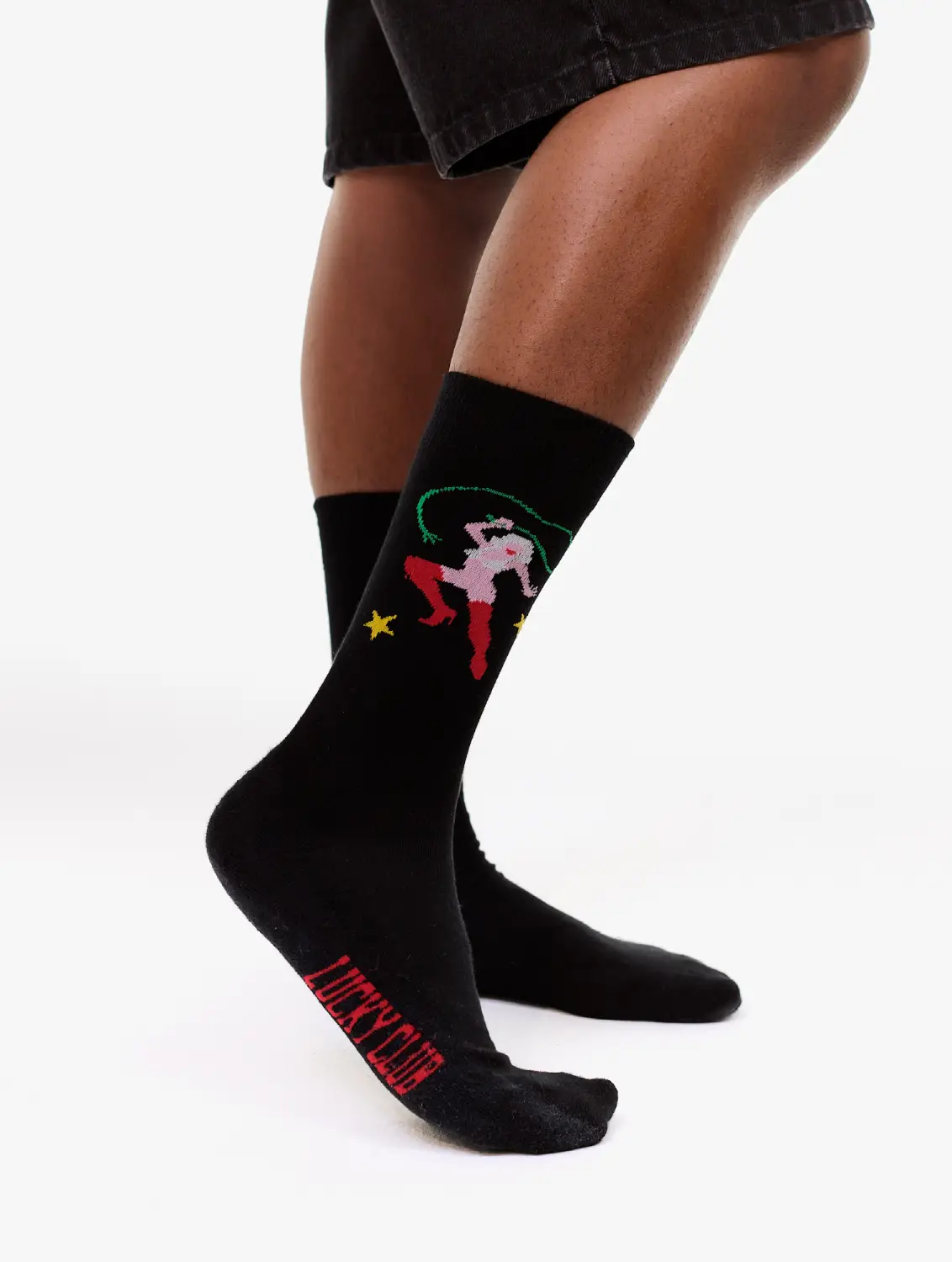 Carne Bollente Socks the Safeword Black on model