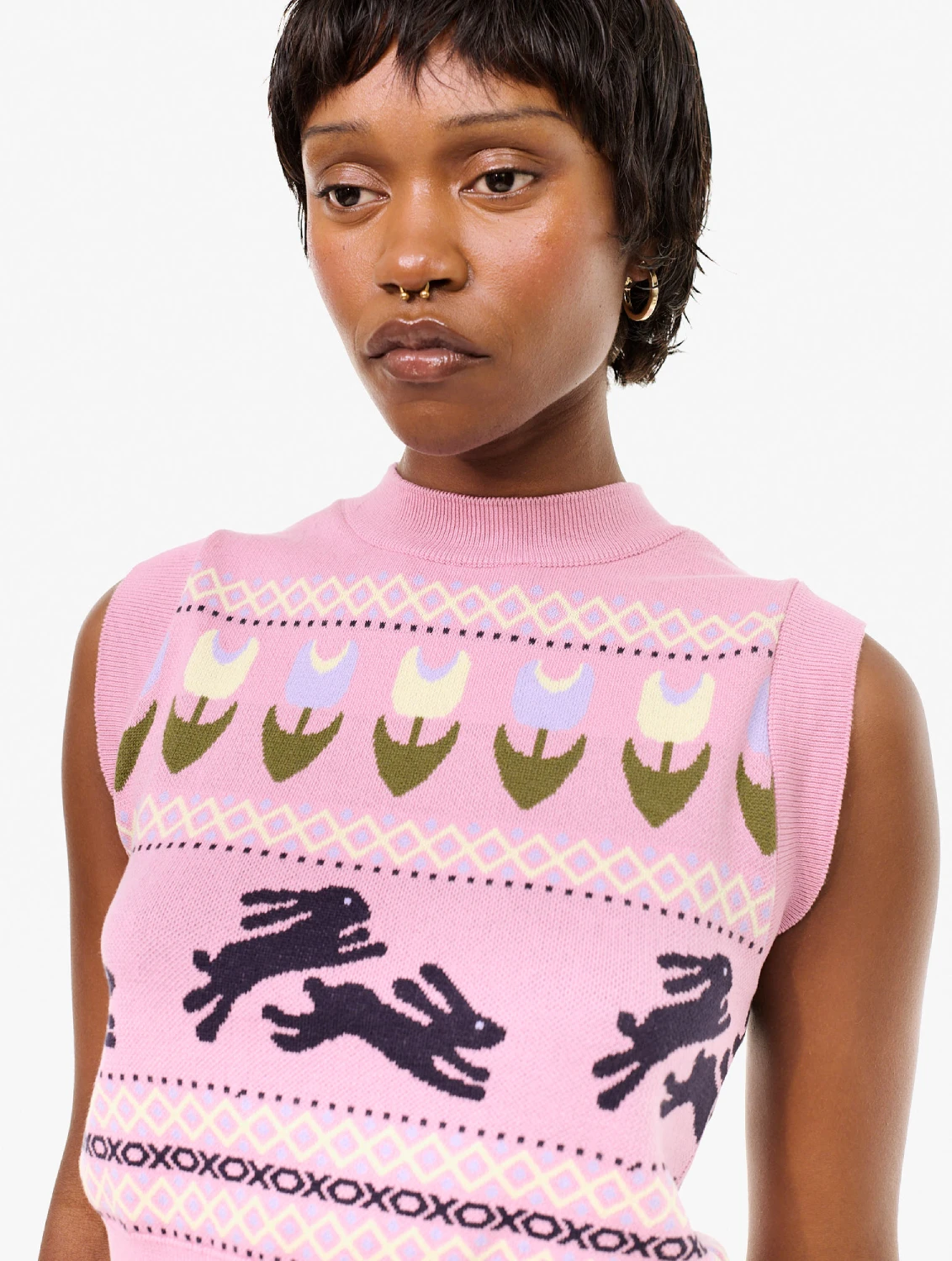 Carne Bollente Somebunny to Love Vest front view on model