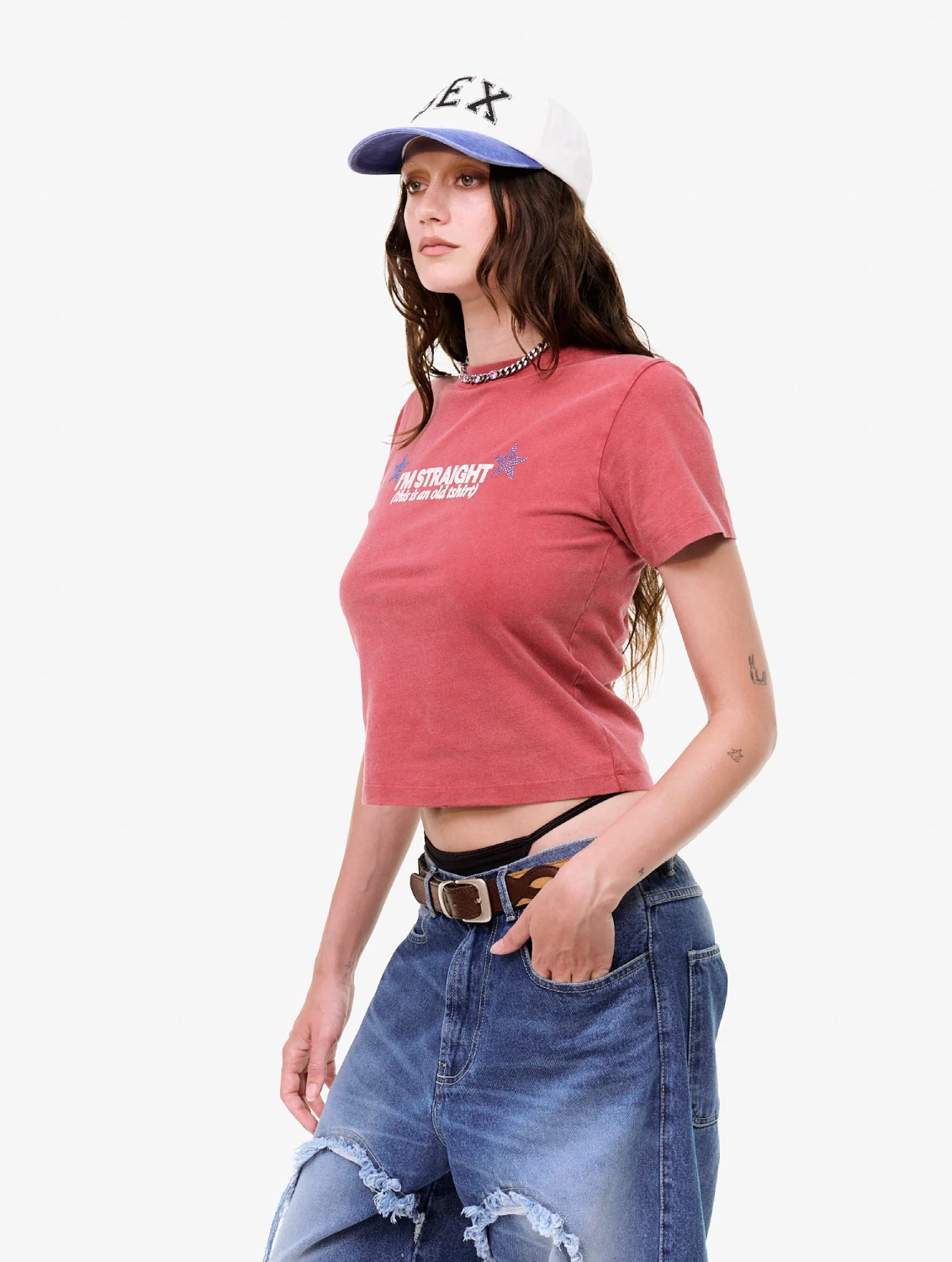 Carne Bollente Straight Up Gay T-Shirt side view on model