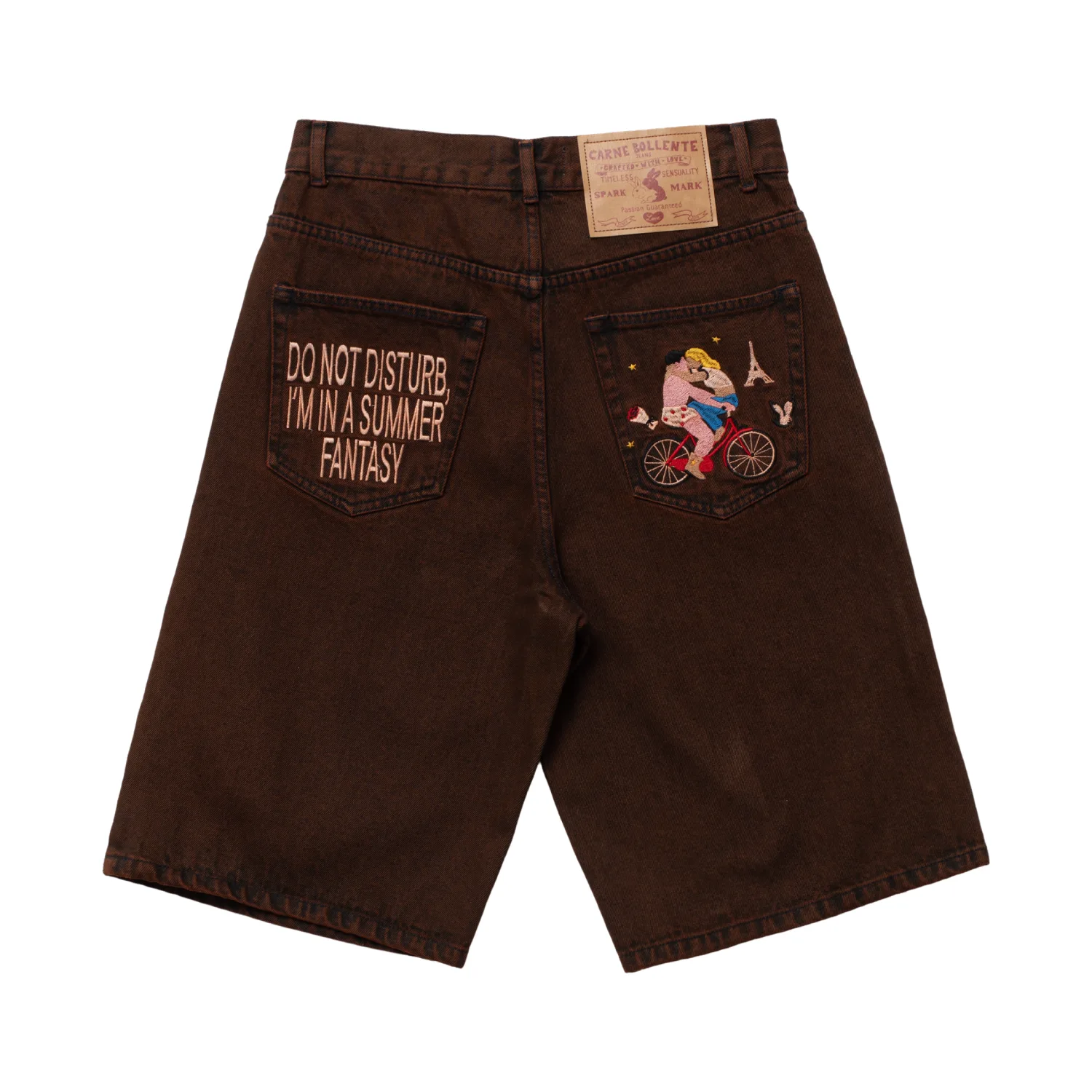 Carne Bollente Summer Fantasies Bermudas Off Brown back view in a white background