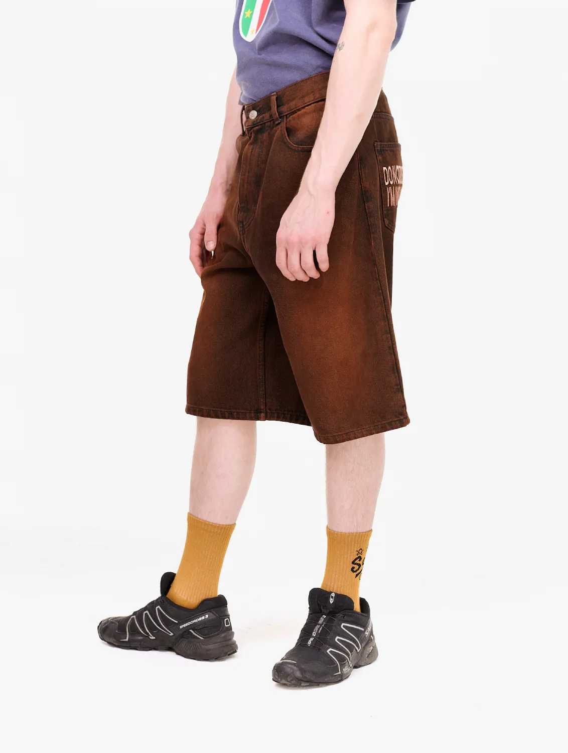 Carne Bollente Summer Fantasies Bermudas Off Brown side view on model