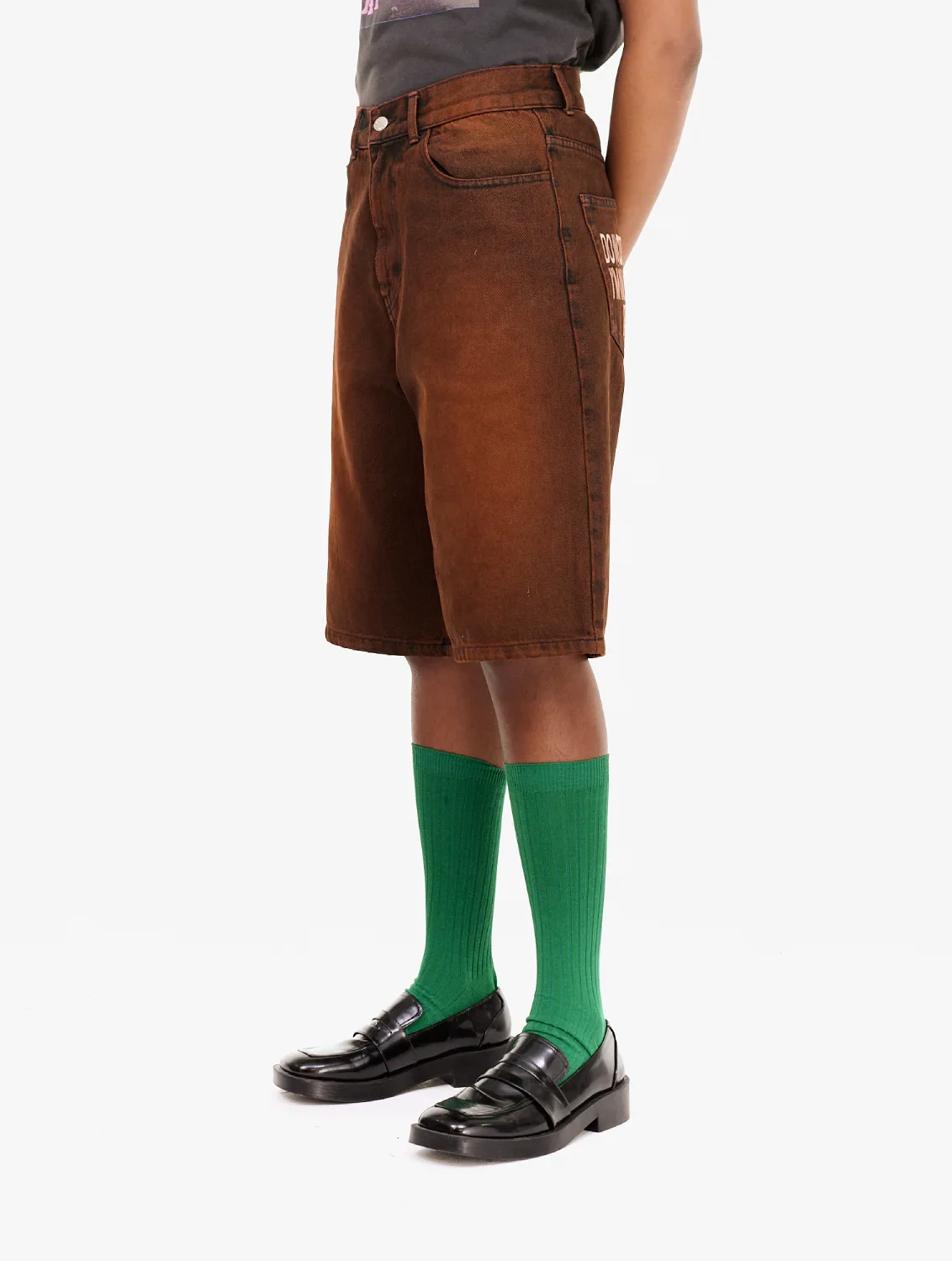 Carne Bollente Summer Fantasies Bermudas Off Brown side view on model