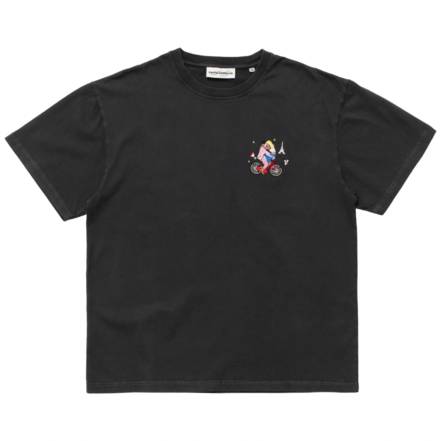 Carne Bollente Velo Valentine T-Shirt Off Black front view in a white background