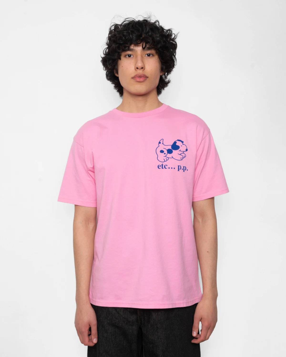 Public Possession Dog T-Shirt IV Light Rose front view on model
