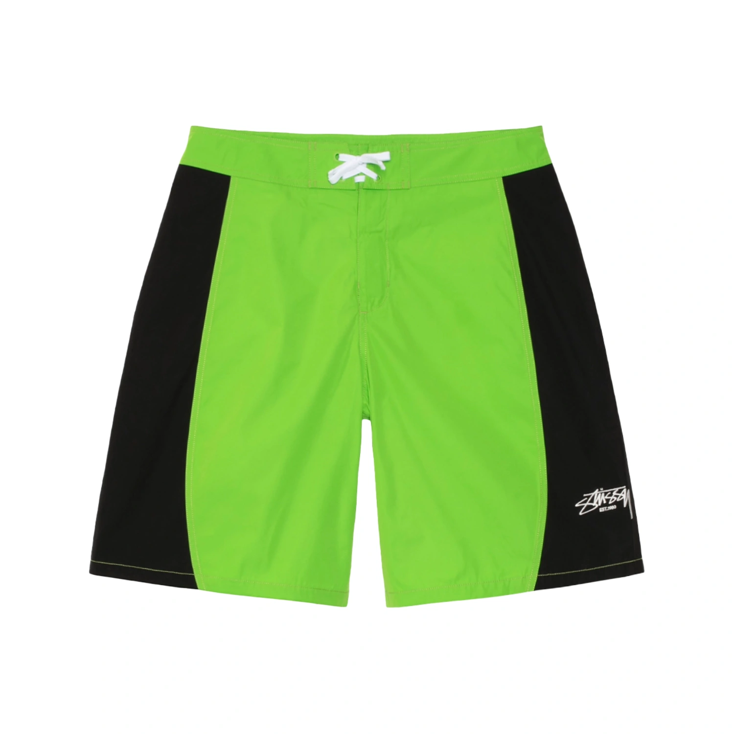 Stüssy Curved Panel Board Short Green front view in a white background