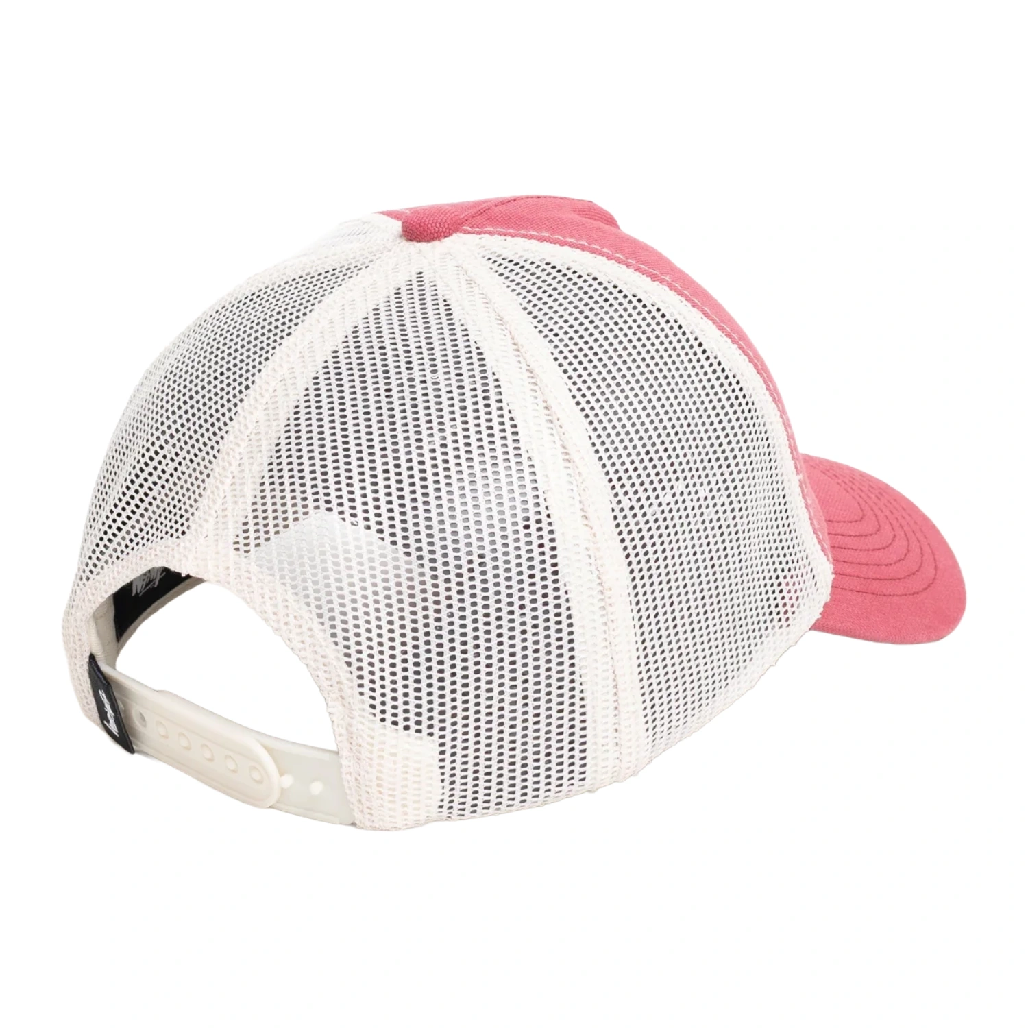 Stüssy Ghost Logo Trucker Red back view in a white background