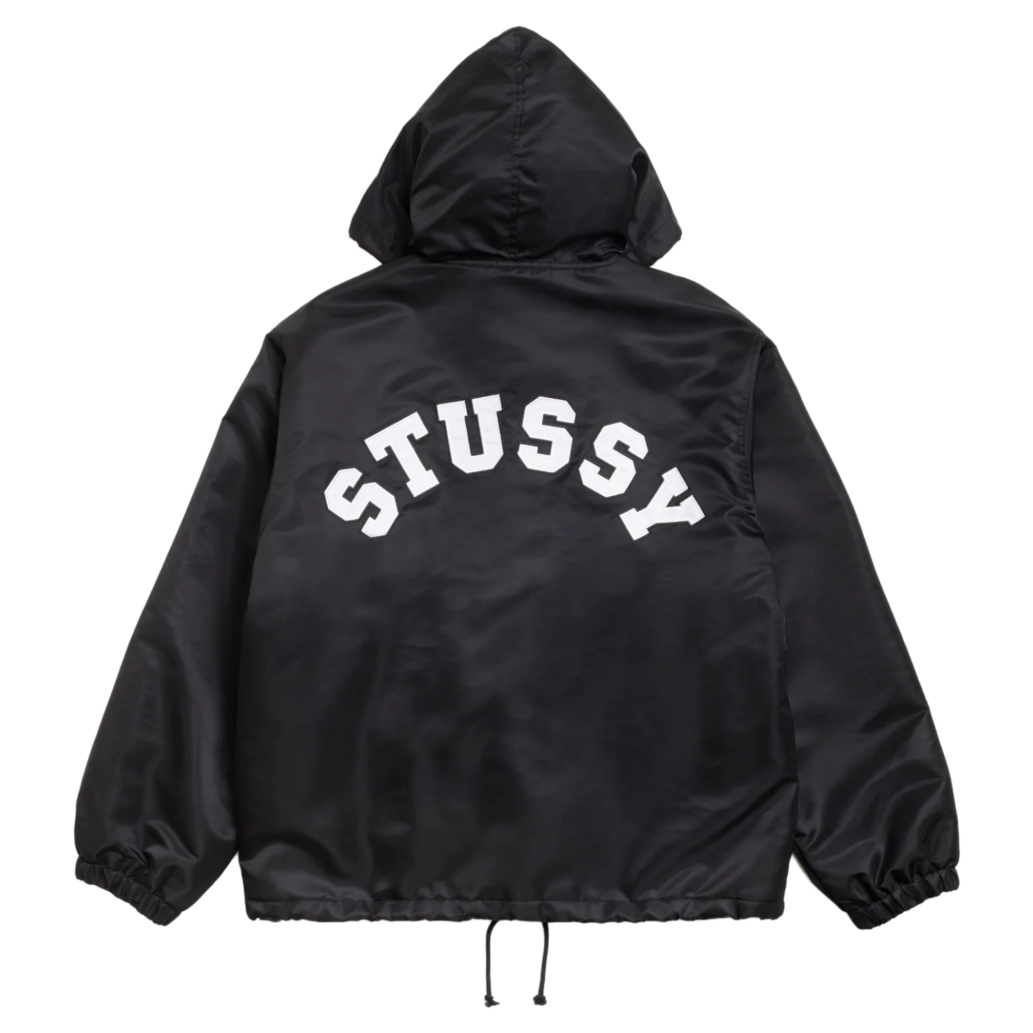 Stüssy Hooded Coaches Jacket Black back view in a white background