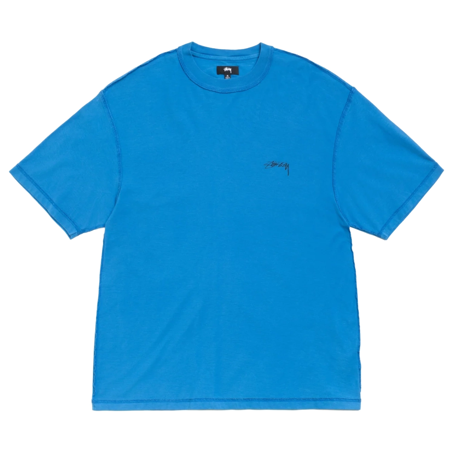 Stüssy Lazy Tee Sport Blue front view in a white background