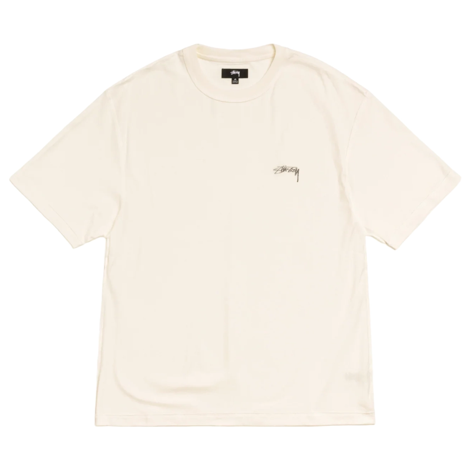 Stüssy Lazy Tee White front view in a white background