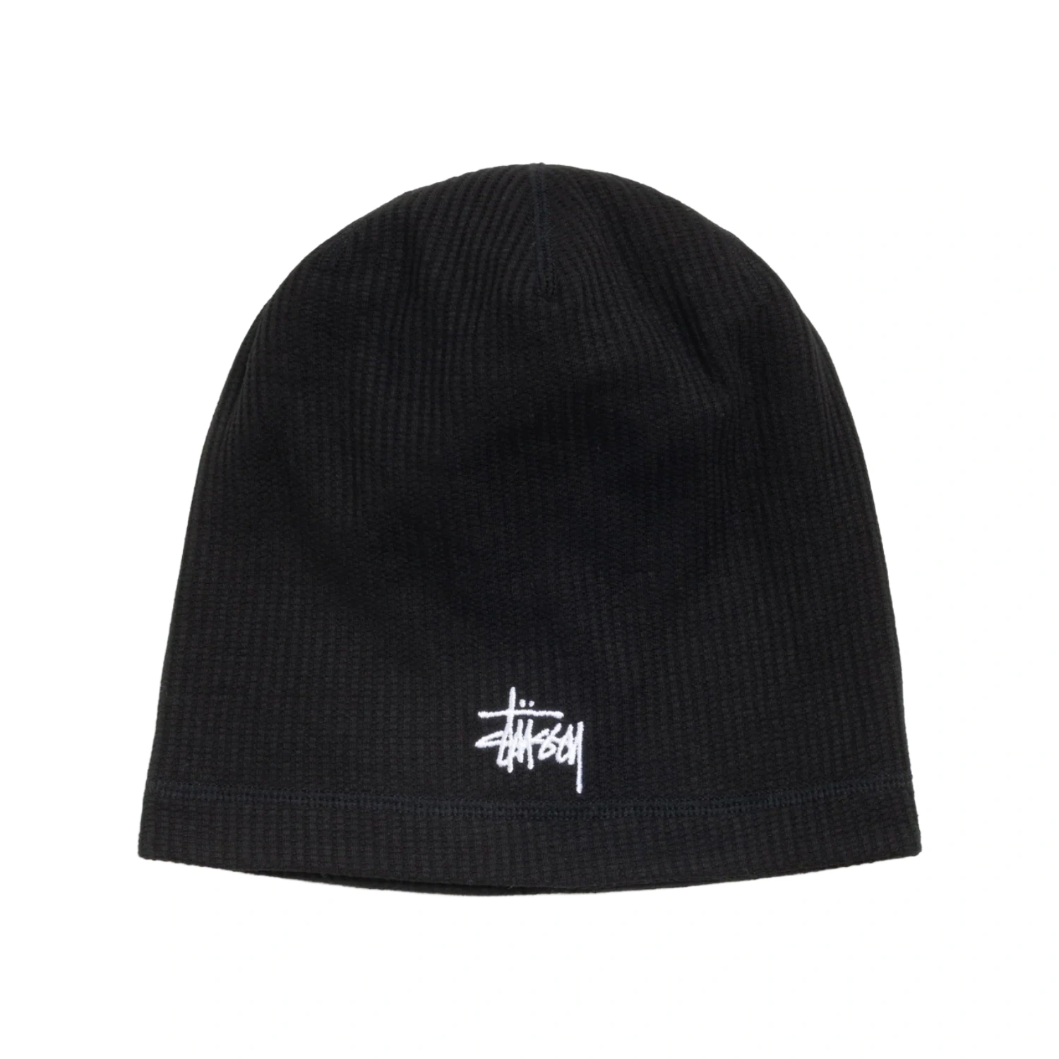 Stüssy Skullcap Waffle Black front view in a white background