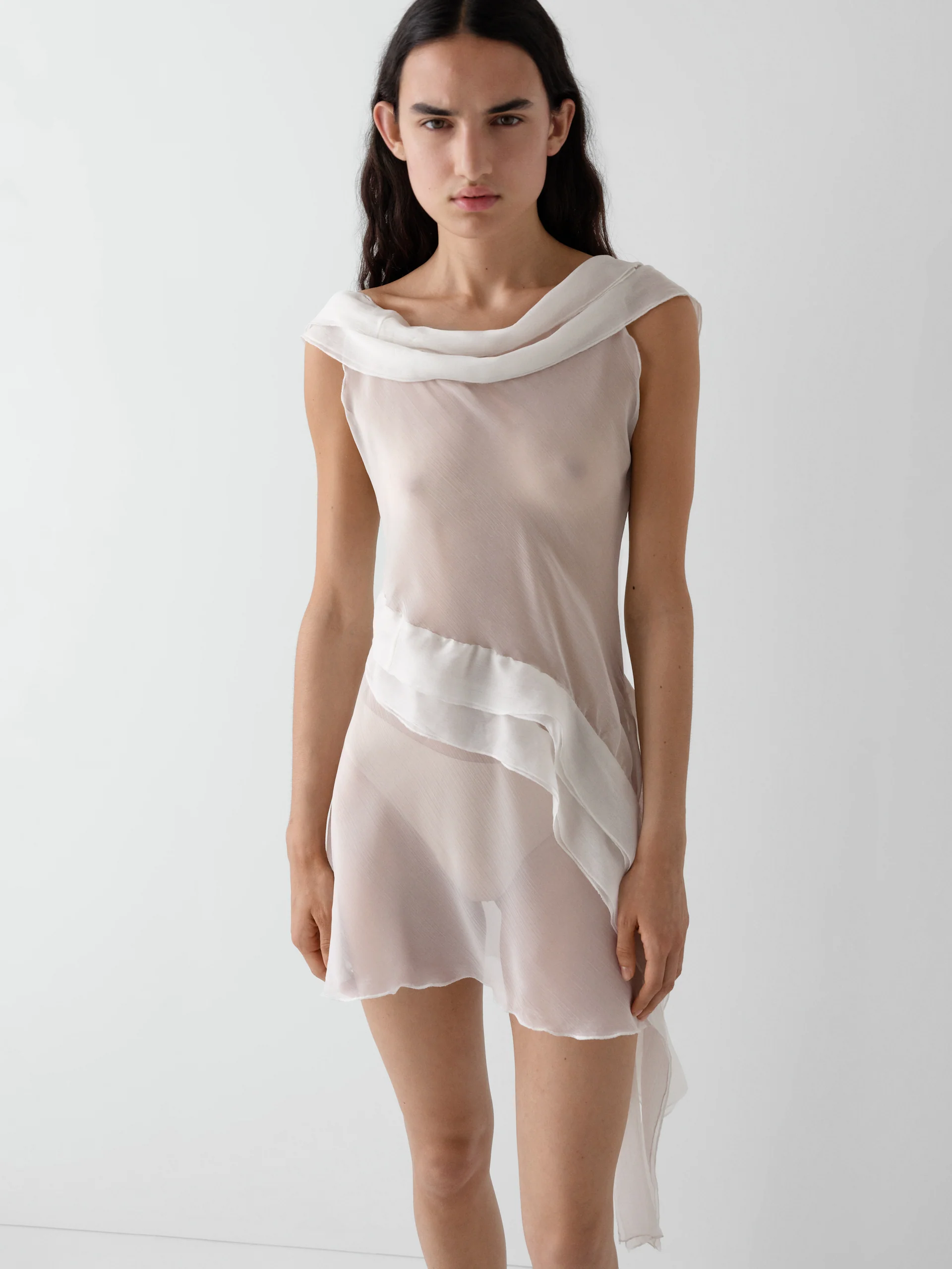 Gimaguas Boa Dress White front view on model