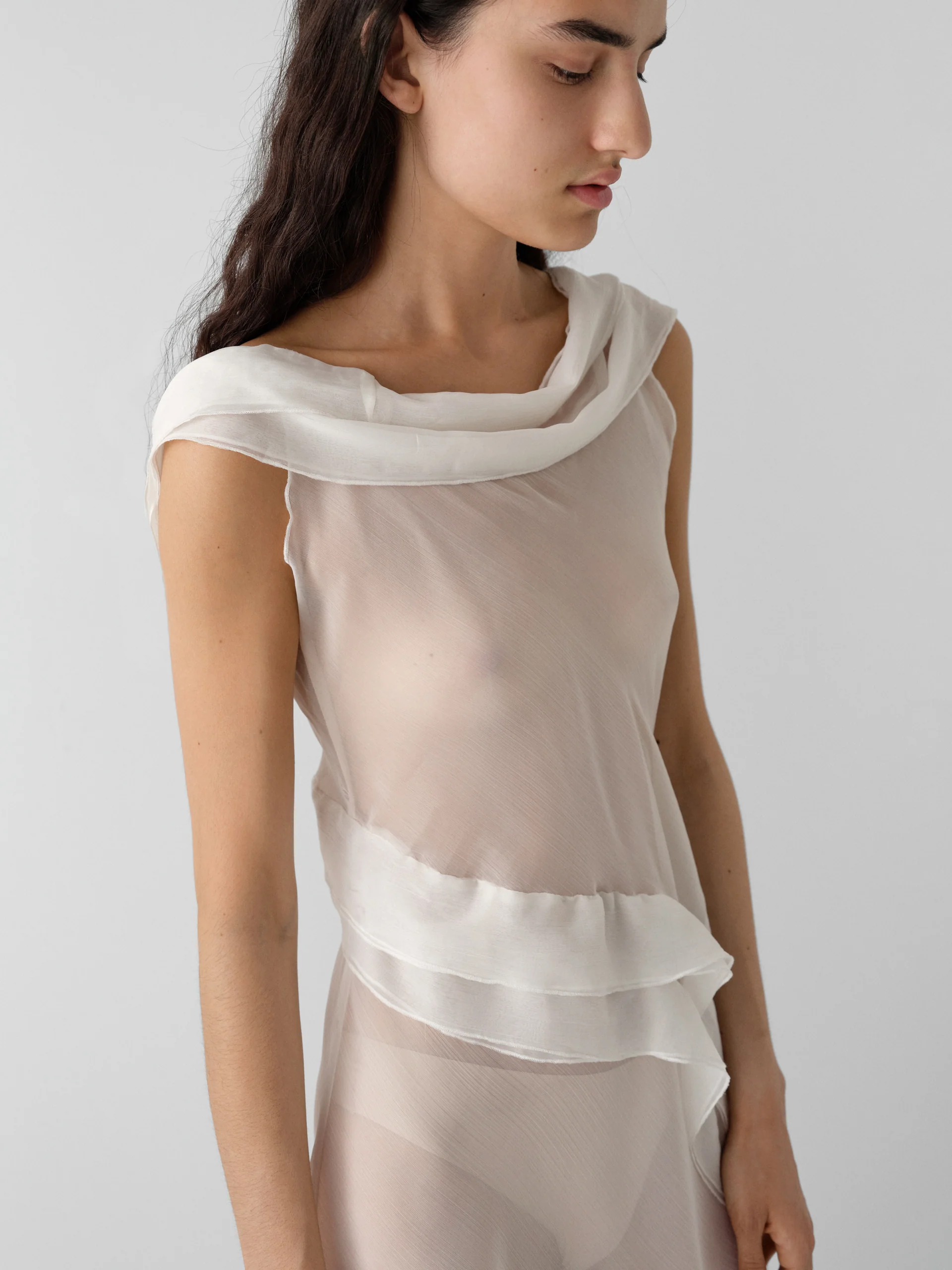 Gimaguas Boa Dress White front view on model