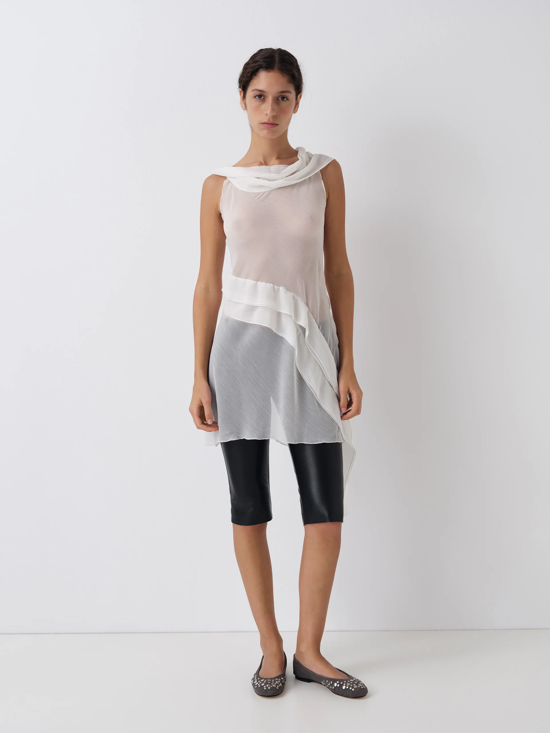 Gimaguas Boa Dress White front view on model