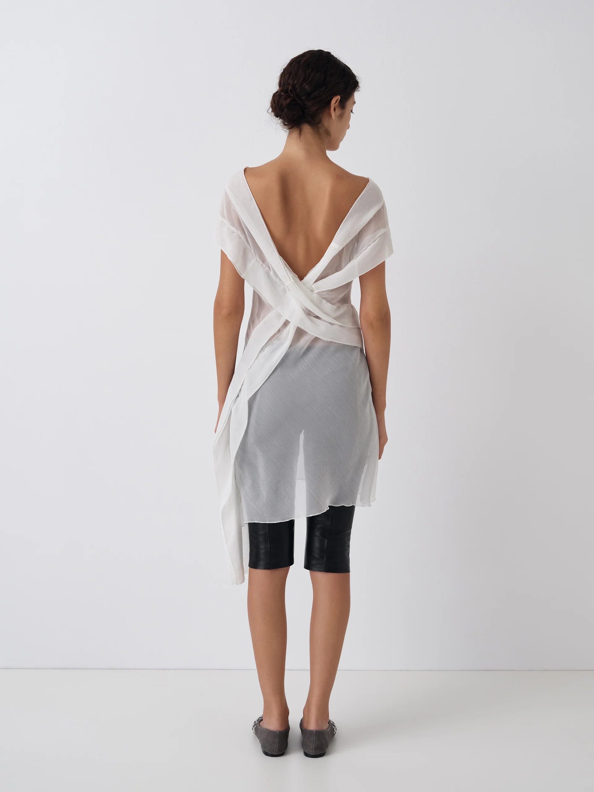 Gimaguas Boa Dress White back view on model