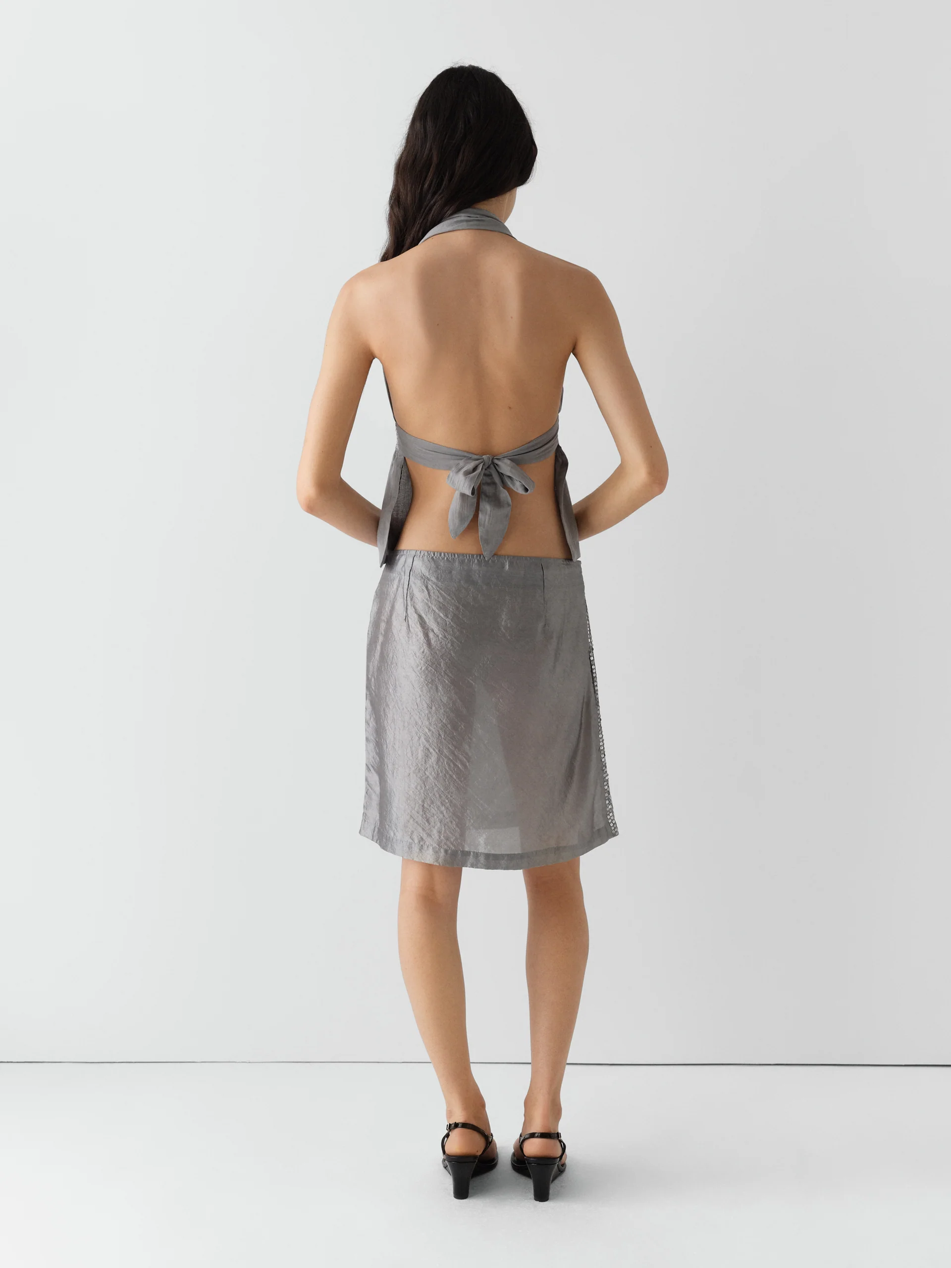 Gimaguas Jules Midi Skirt Grey back view on model