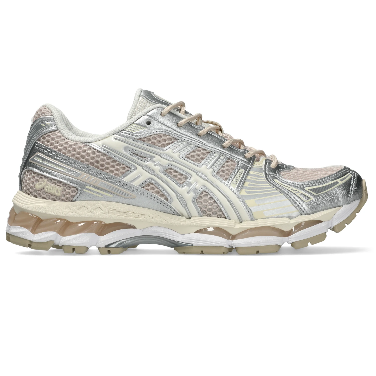 Asics Gel-Kayano 12.1 Mineral Beige/Cream side view in a white background