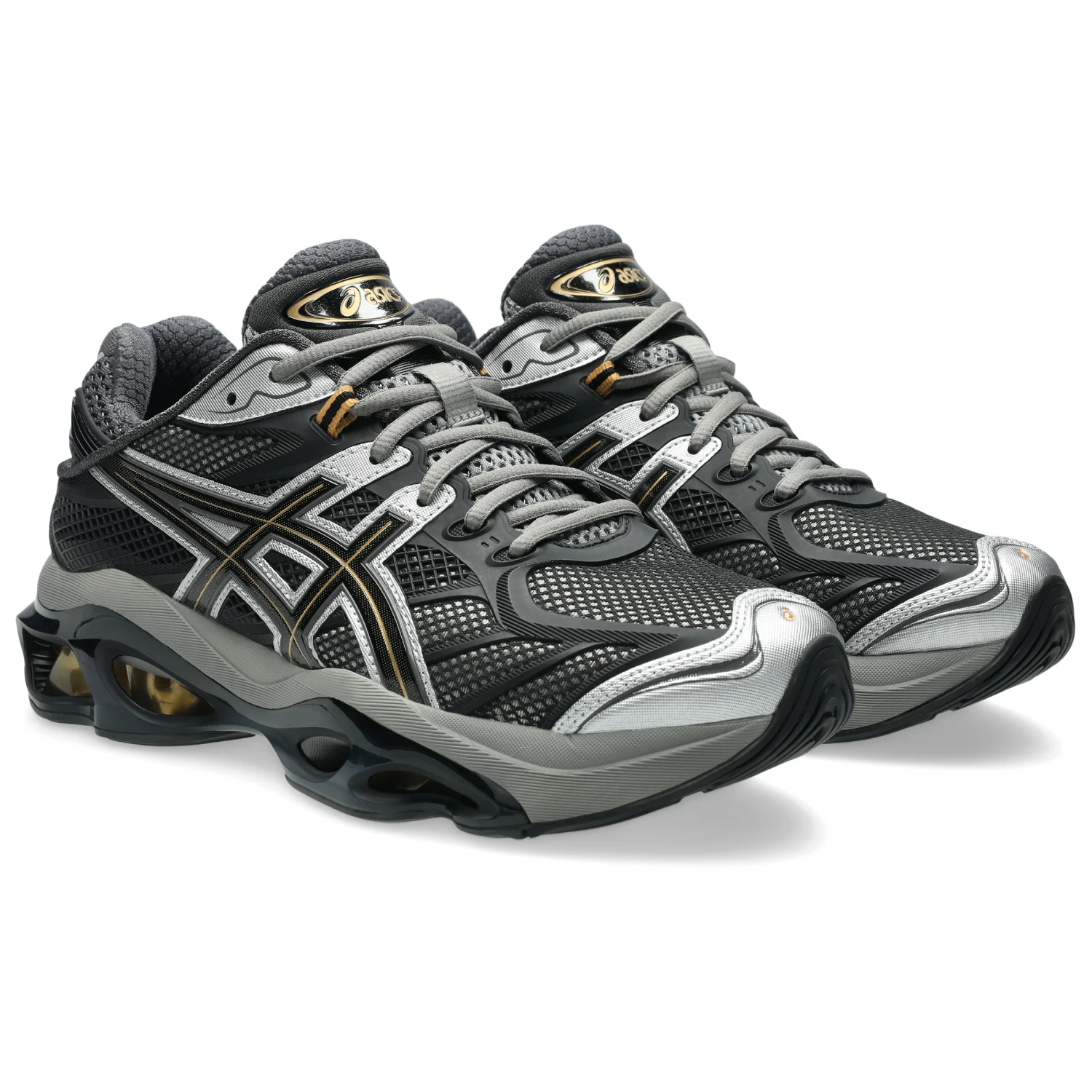 Asics Gel-Kinetic 2.0 Clay Grey/Black side view in a white background