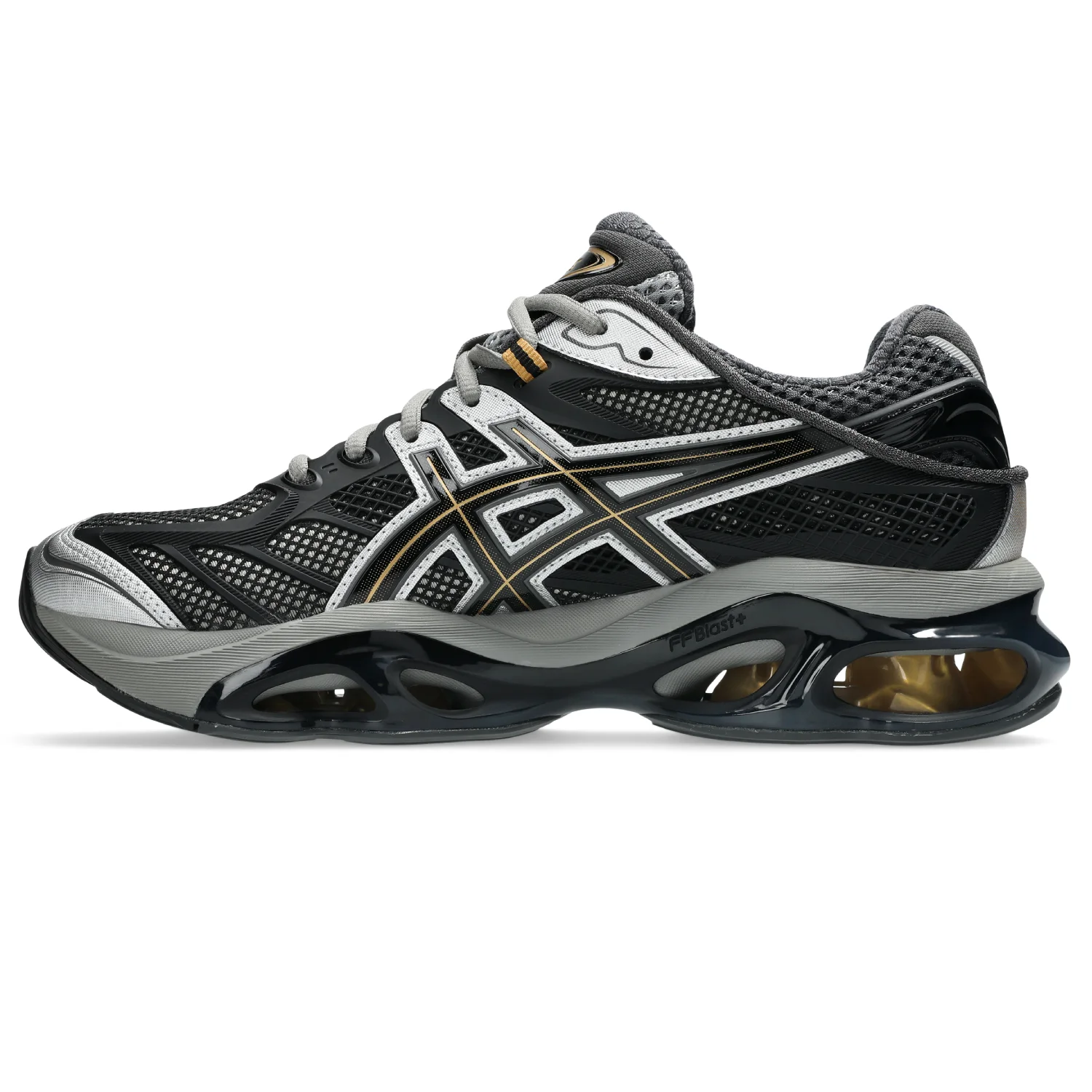 Asics Gel-Kinetic 2.0 Clay Grey/Black side view in a white background