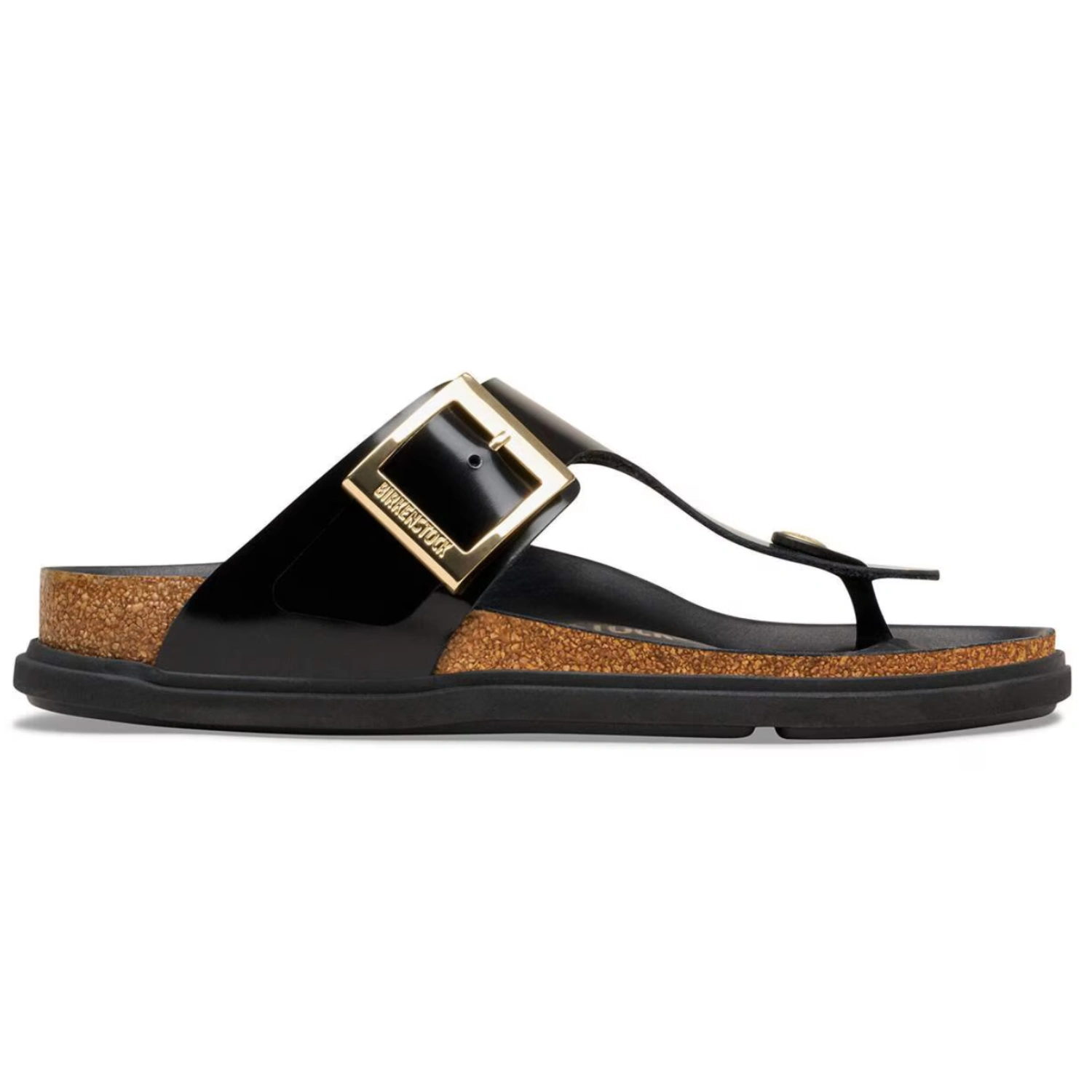 Birkenstock Gizeh Droplet Buckle Black side view in a white background