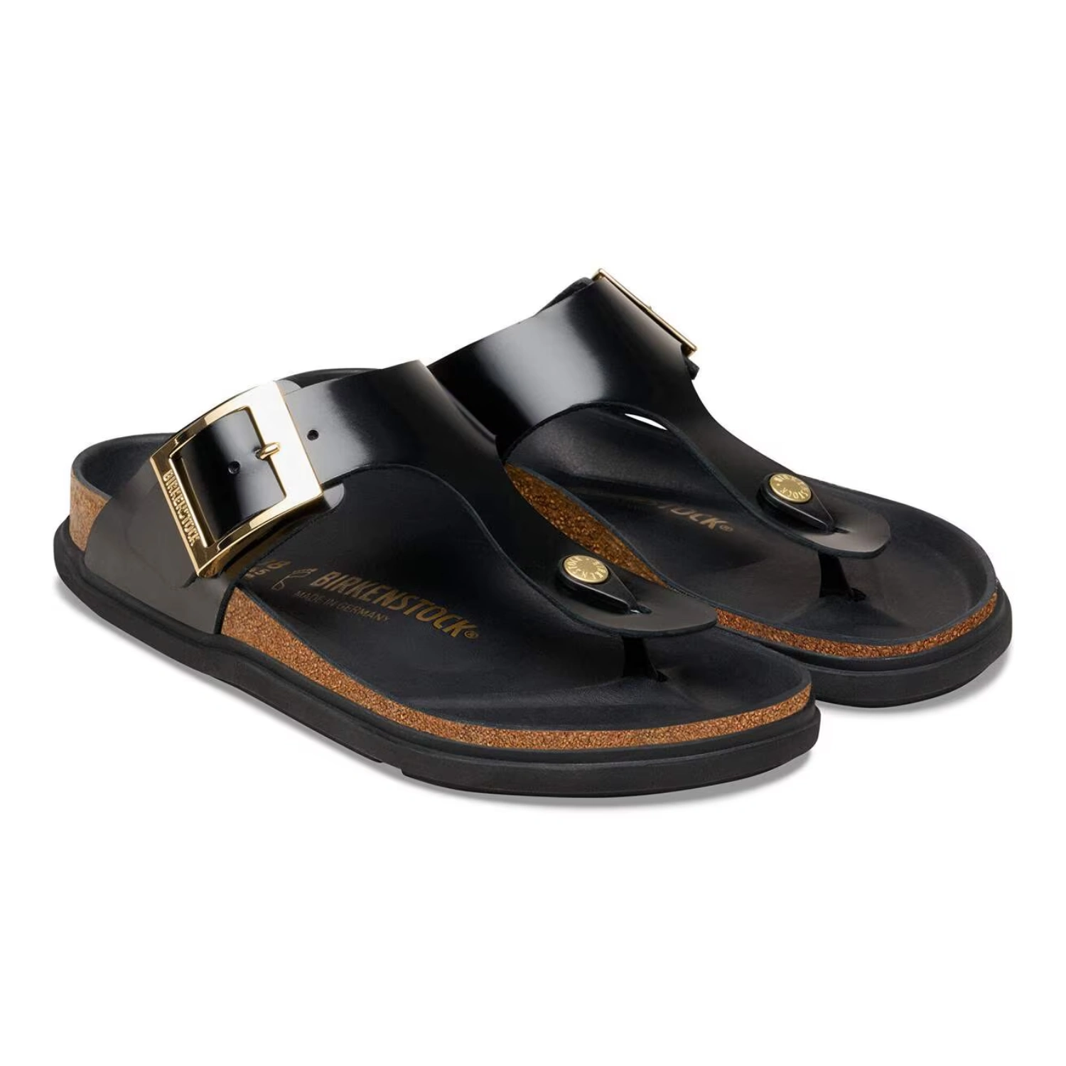 Birkenstock Gizeh Droplet Buckle Black side view in a white background