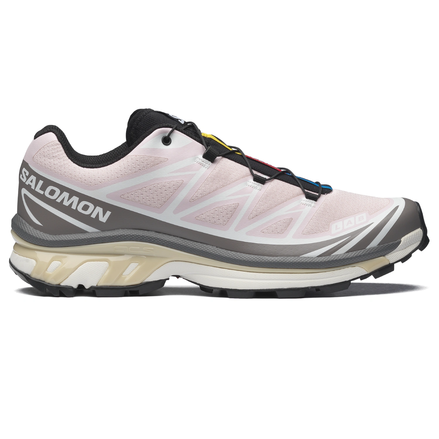 Salomon XT-6 Cloudburst/Icy Pink/Tapioca side view in a white background