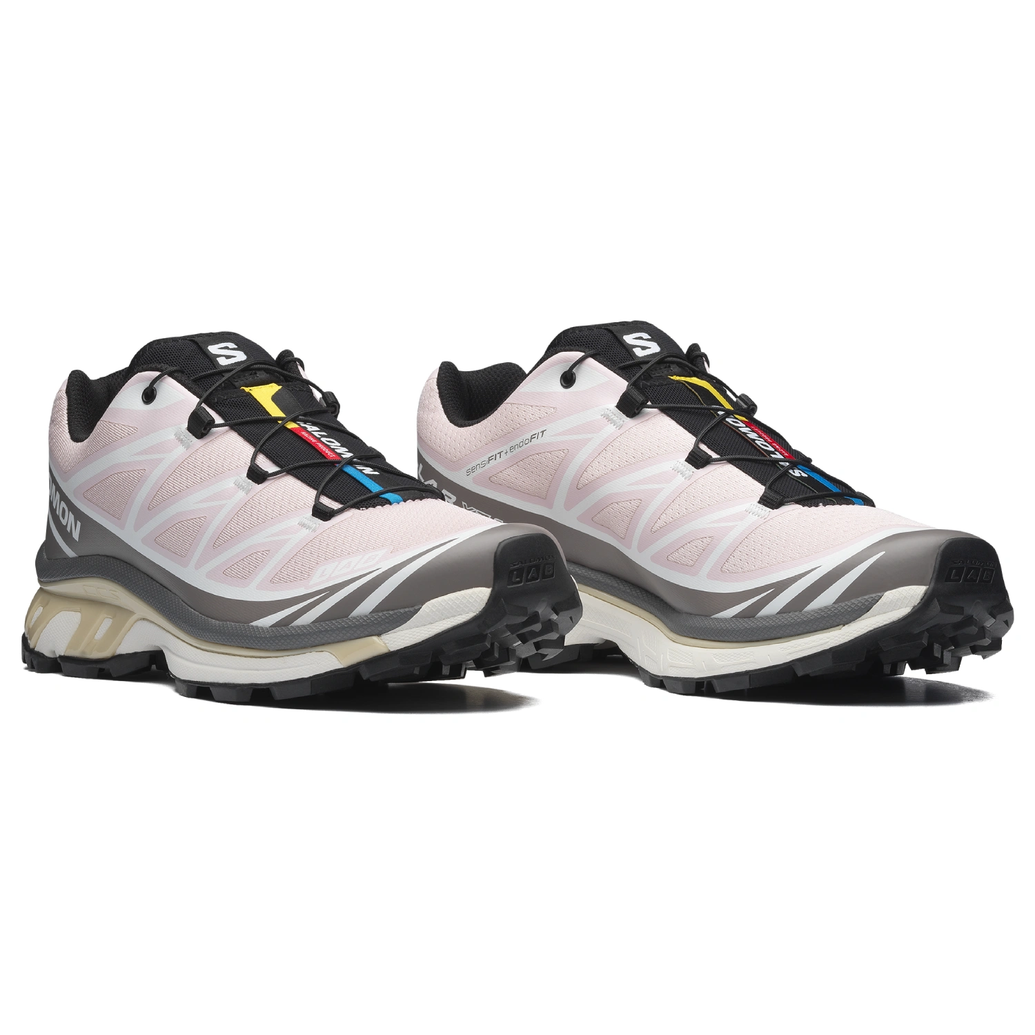 Salomon XT-6 Cloudburst/Icy Pink/Tapioca side view in a white background