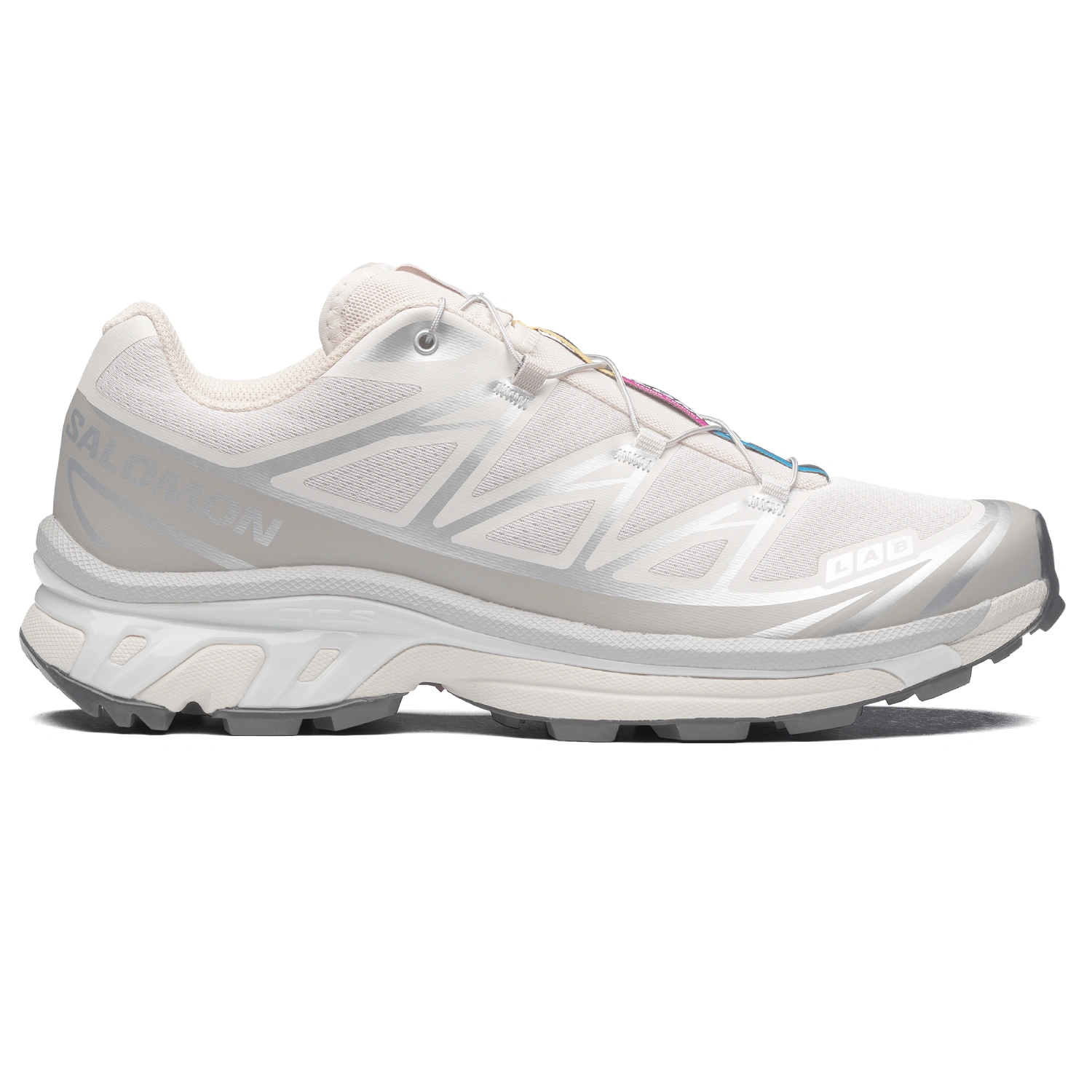 Salomon XT-6 Rainy Day/Paloma/Ftw Silver side view in a white background