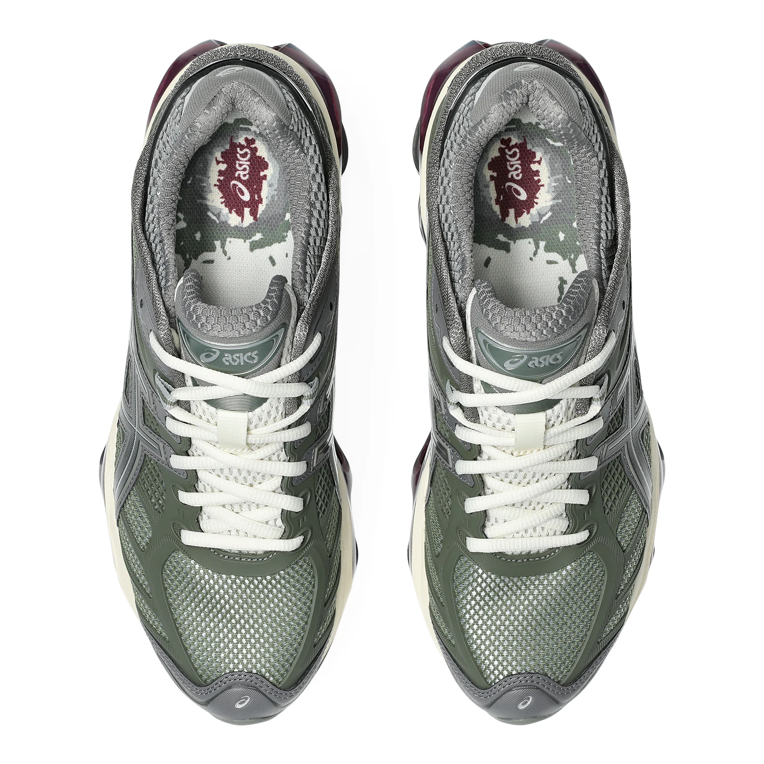 Asics Gel-Kinetic 2.0 Lichen Green/Beniimo Purple top view in a white background