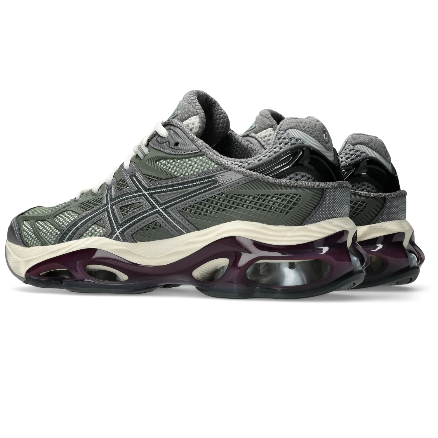 Asics Gel-Kinetic 2.0 Lichen Green/Beniimo Purple side view in a white background