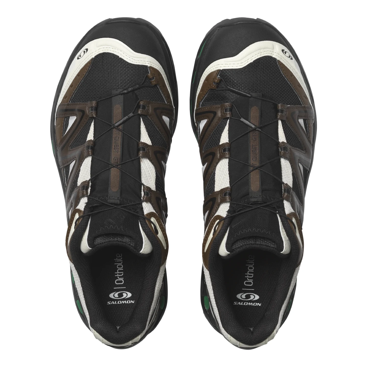 Salomon XT-Quest GTX Black/Delicioso/Green Jacket top view in a white background