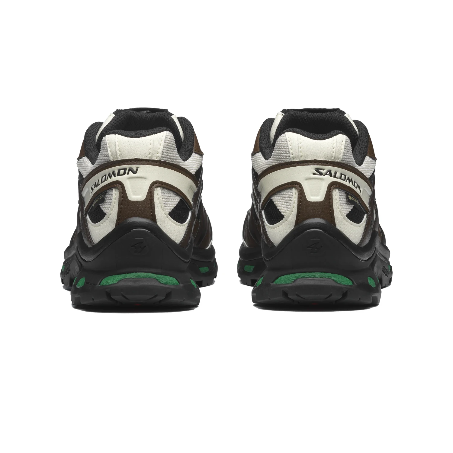 Salomon XT-Quest GTX Black/Delicioso/Green Jacket back view in a white background