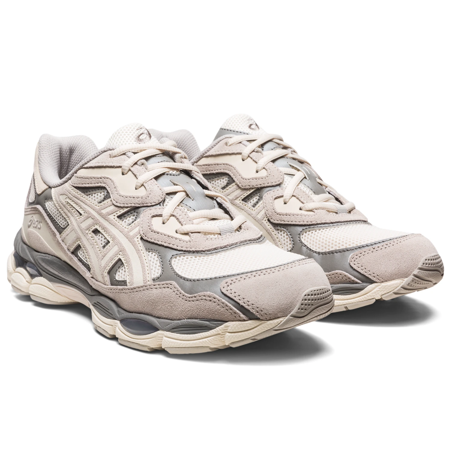 Asics GEL-NYC Cream/Oyster Grey side view in a white background
