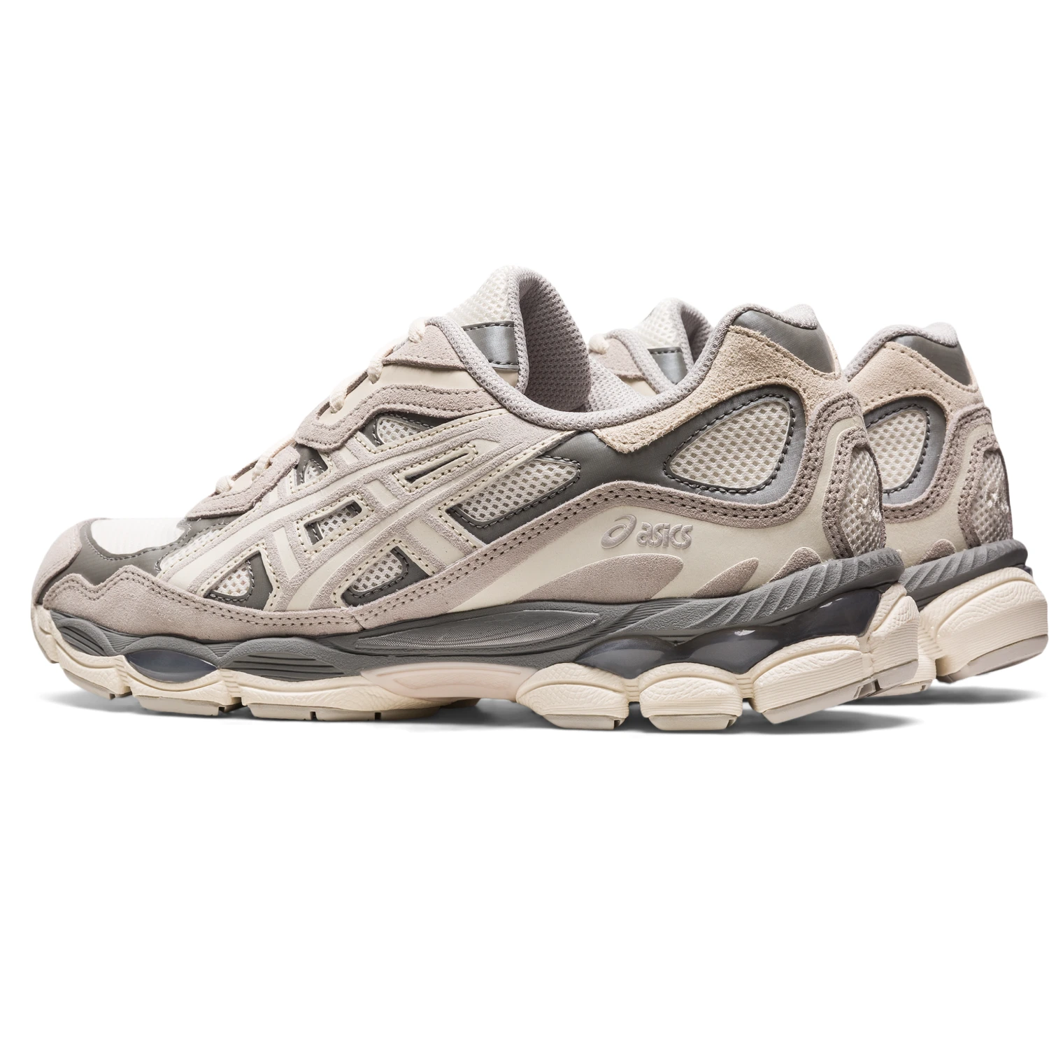 Asics GEL-NYC Cream/Oyster Grey side view in a white background