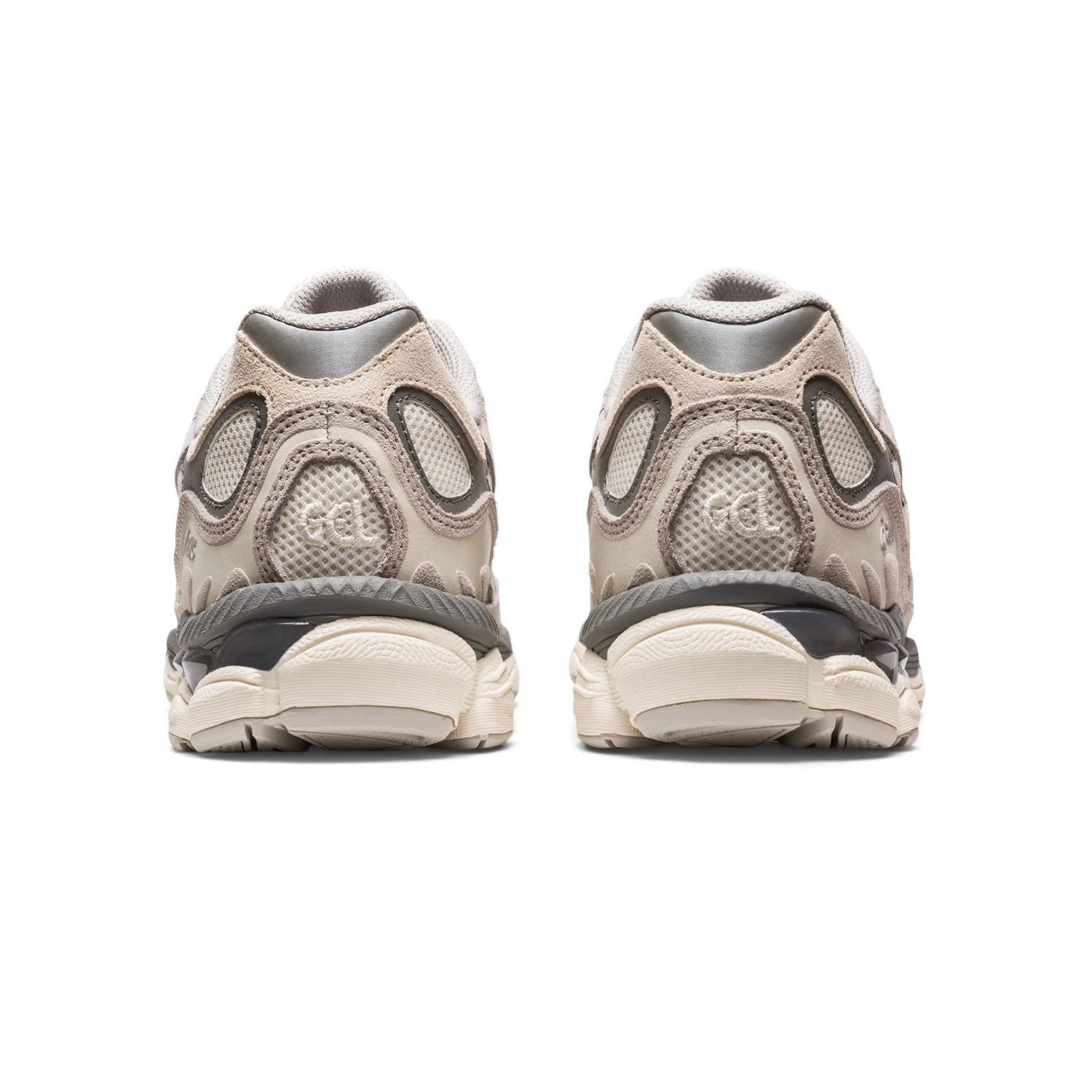 Asics GEL-NYC Cream/Oyster Grey back view in a white background