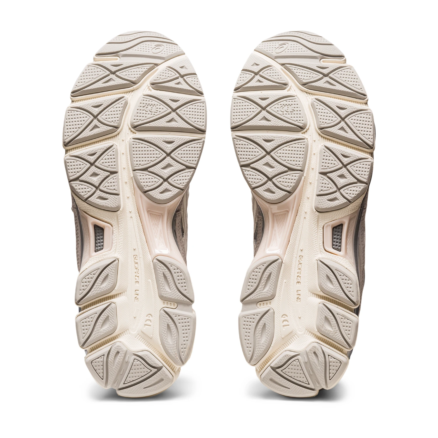 Asics GEL-NYC Cream/Oyster Grey bottom view in a white background