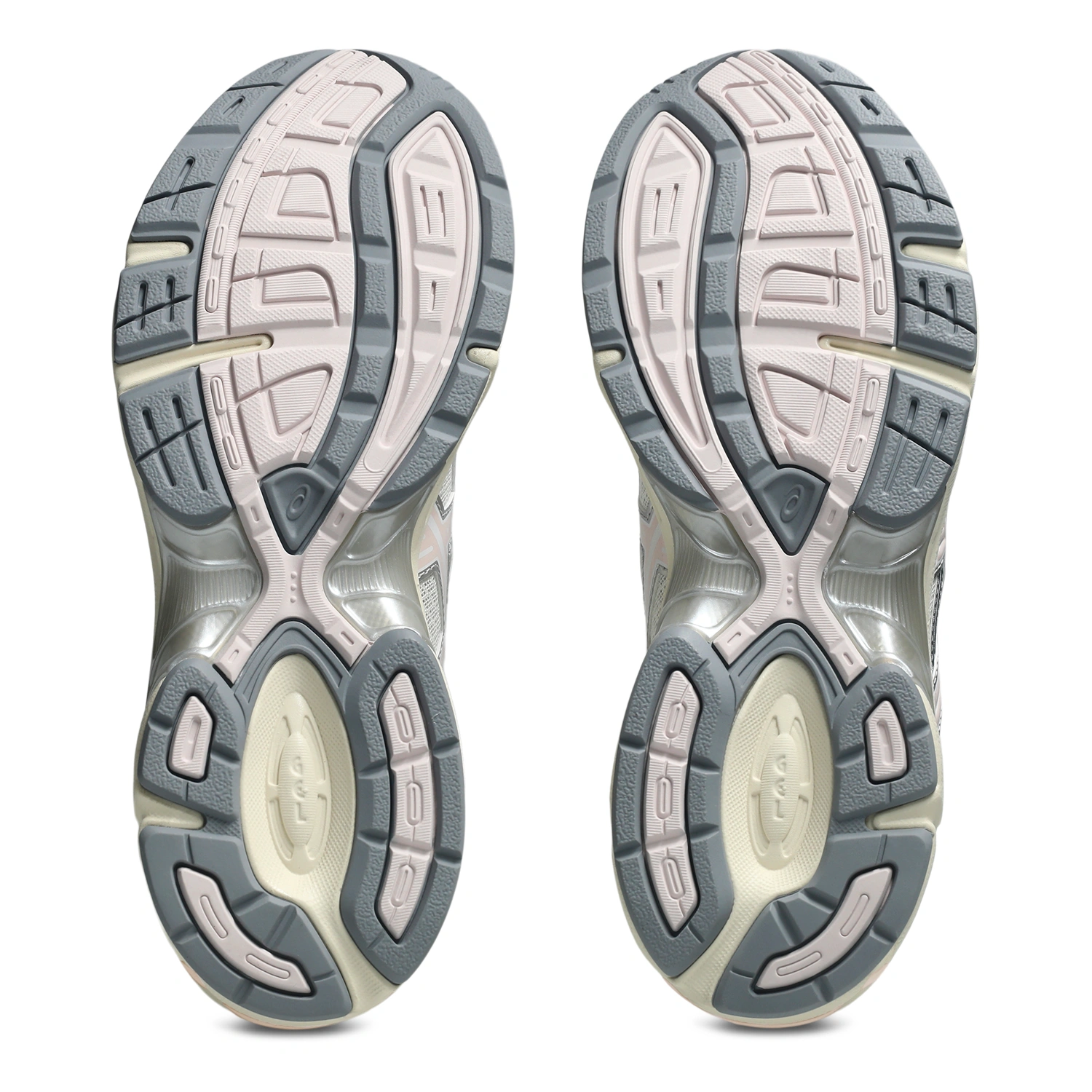 Asics Gel-1130 Cream/Pink Cloud bottom view in a white background