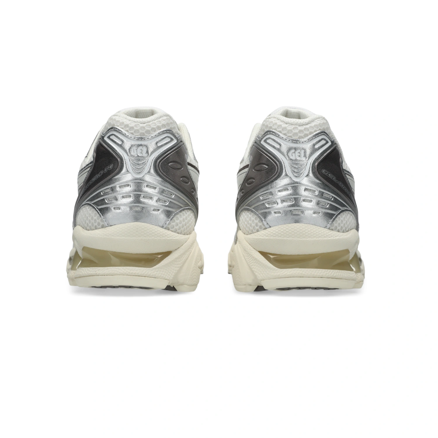 Asics Gel-Kayano 14 Cream/Cocoa Powder back view in a white background