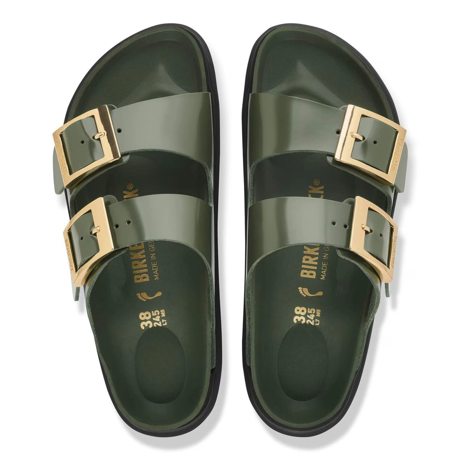 Birkenstock Arizona Droplet Buckle Thyme top view in a white background