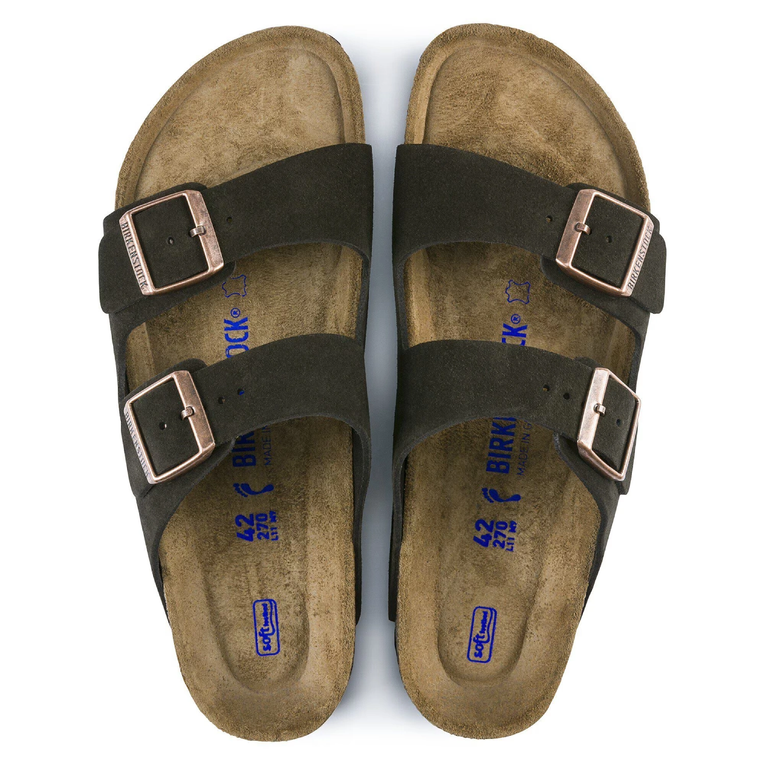 Birkenstock Arizona SFB Mocha top view in a white background