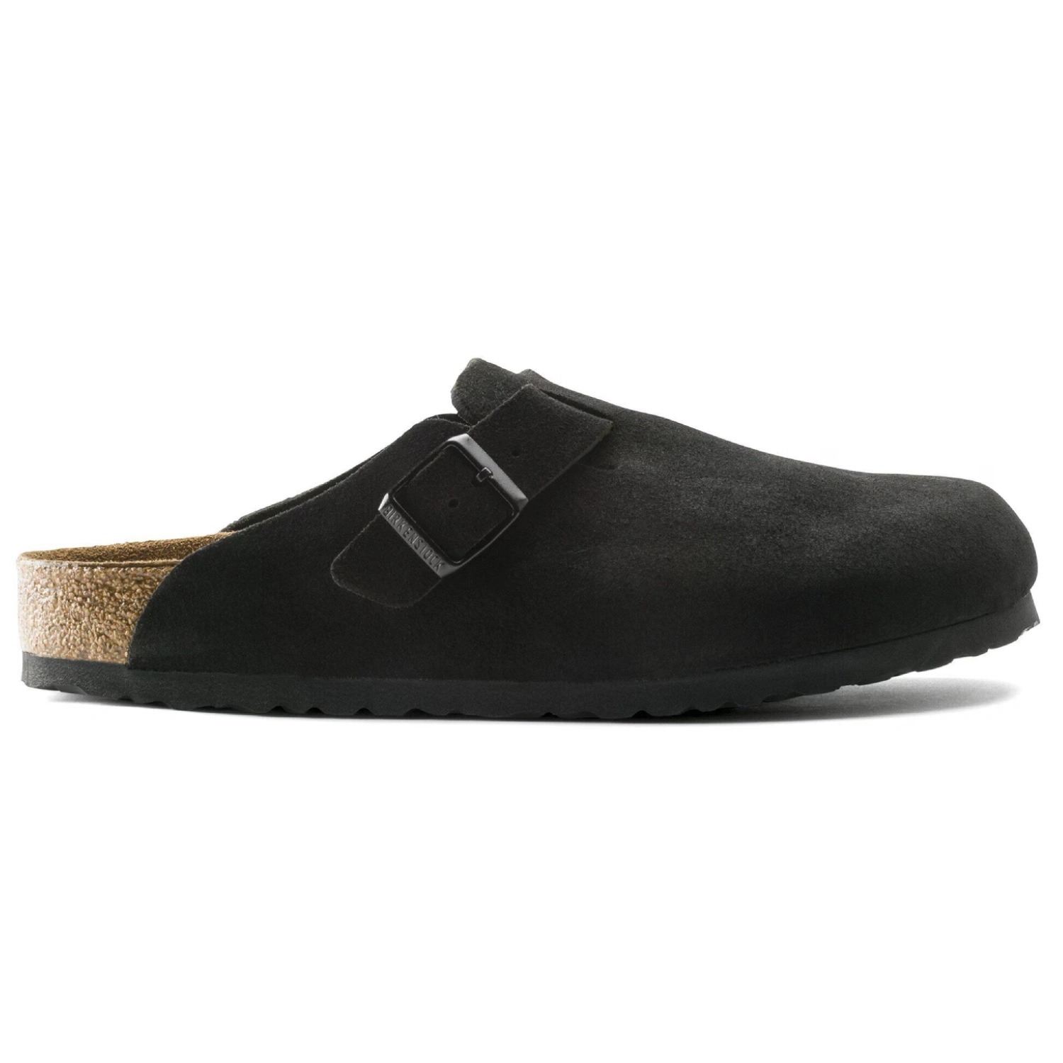 Birkenstock Boston SFB Black side view in a white background