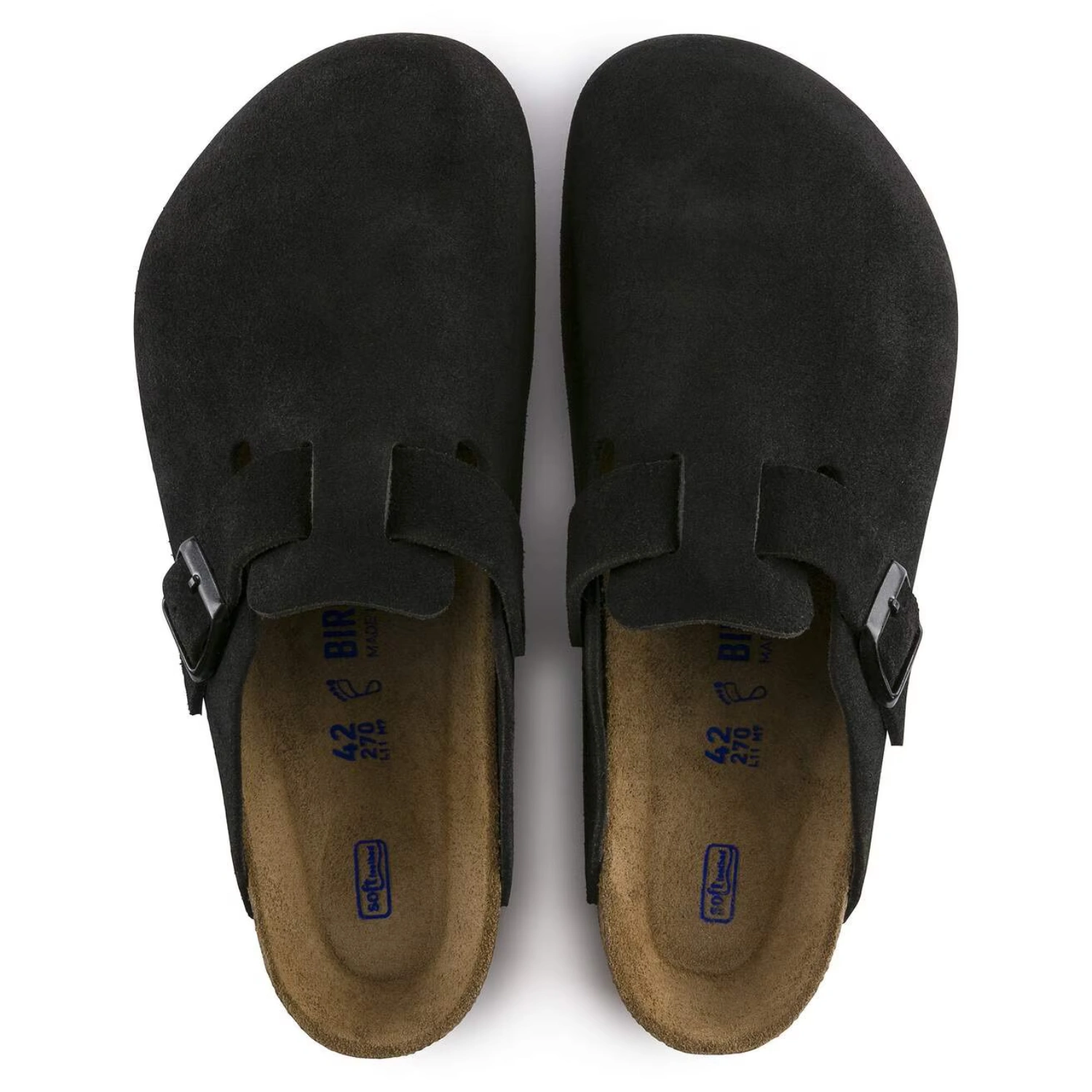 Birkenstock Boston SFB Black top view in a white background