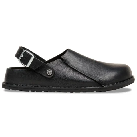 Birkenstock Lutry Premium Black side view in a white background